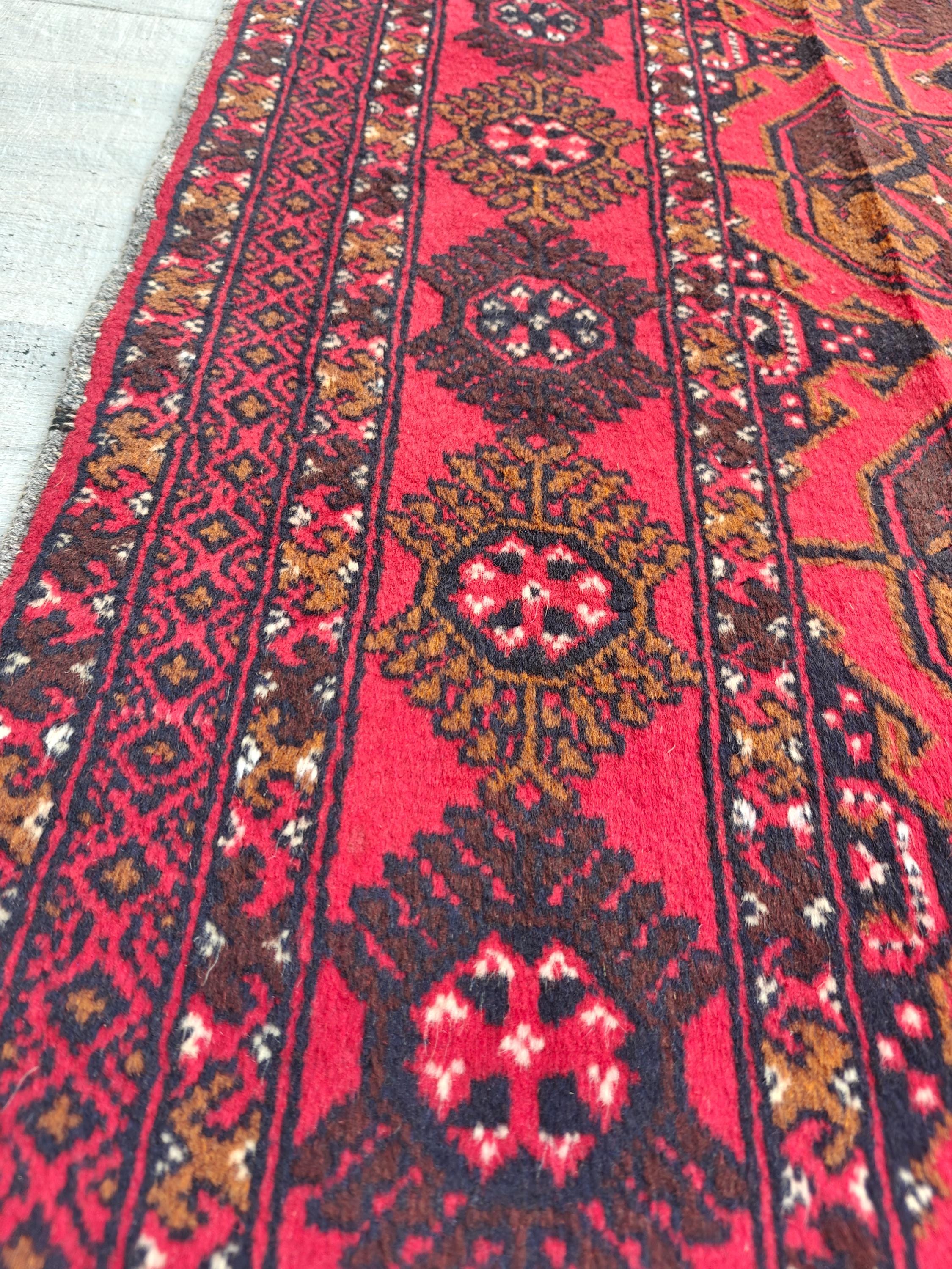 Antique Red Ahal Gul Rug 9.3x5.1 ft – Handwoven Persian Carpet with Timeless Design, Bedroom Rug, Rugs for Living Room, Collectible Rug 6x10