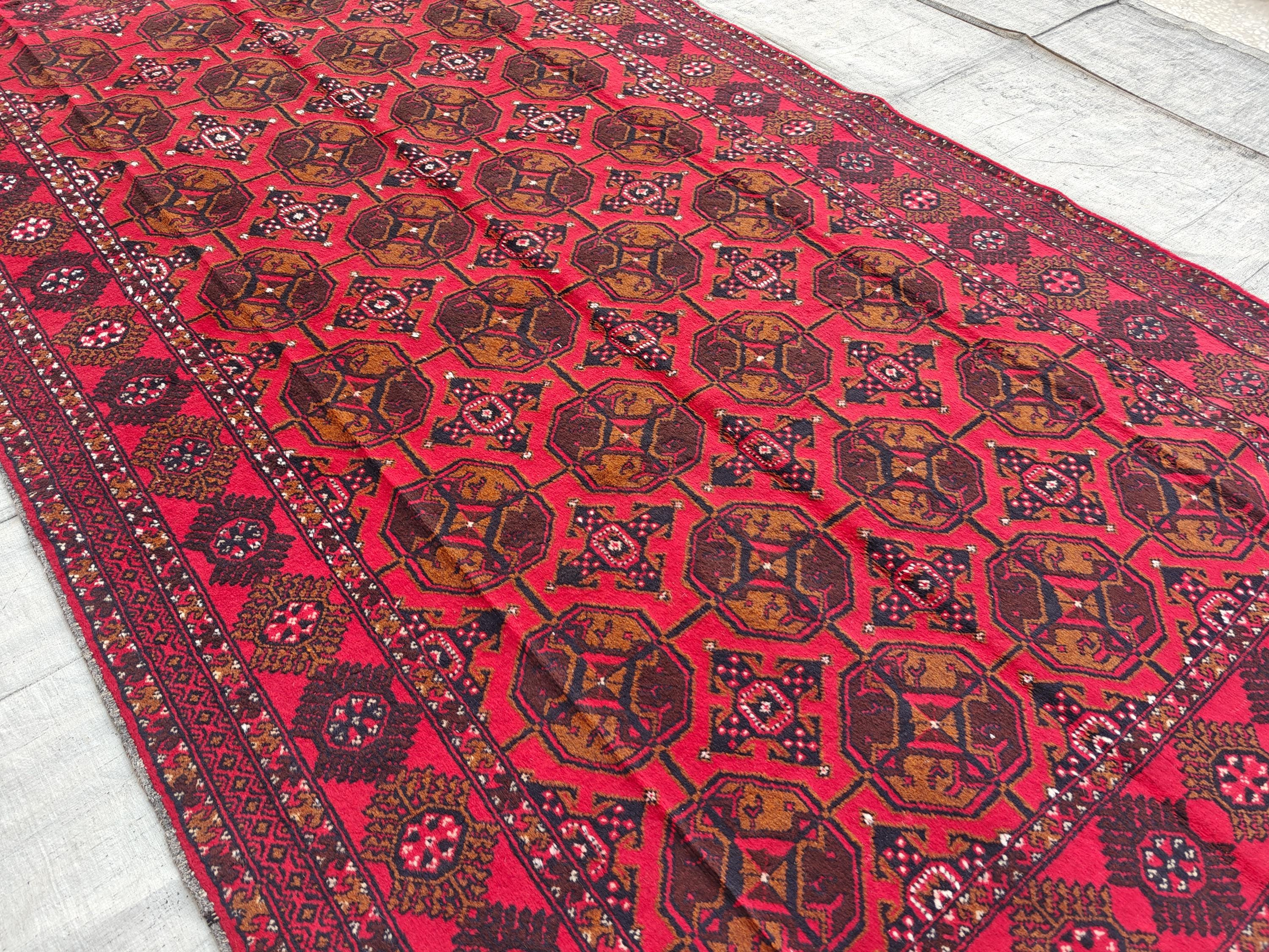 Antique Red Ahal Gul Rug 9.3x5.1 ft – Handwoven Persian Carpet with Timeless Design, Bedroom Rug, Rugs for Living Room, Collectible Rug 6x10