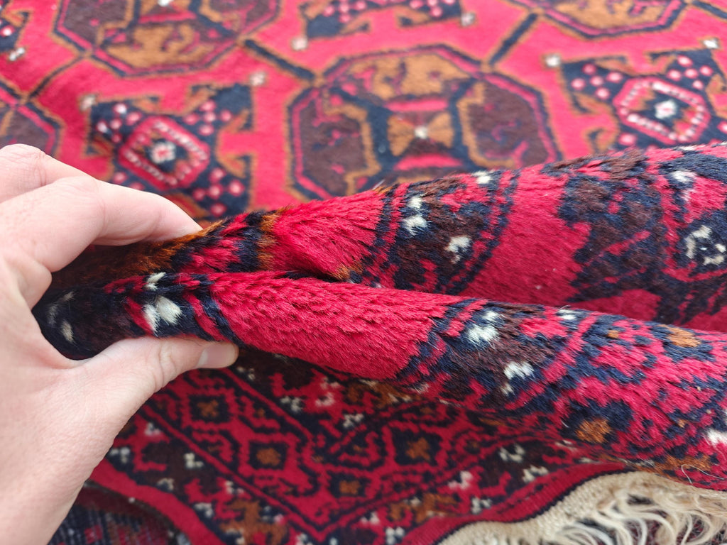 Antique Red Ahal Gul Rug 9.3x5.1 ft – Handwoven Persian Carpet with Timeless Design, Bedroom Rug, Rugs for Living Room, Collectible Rug 6x10