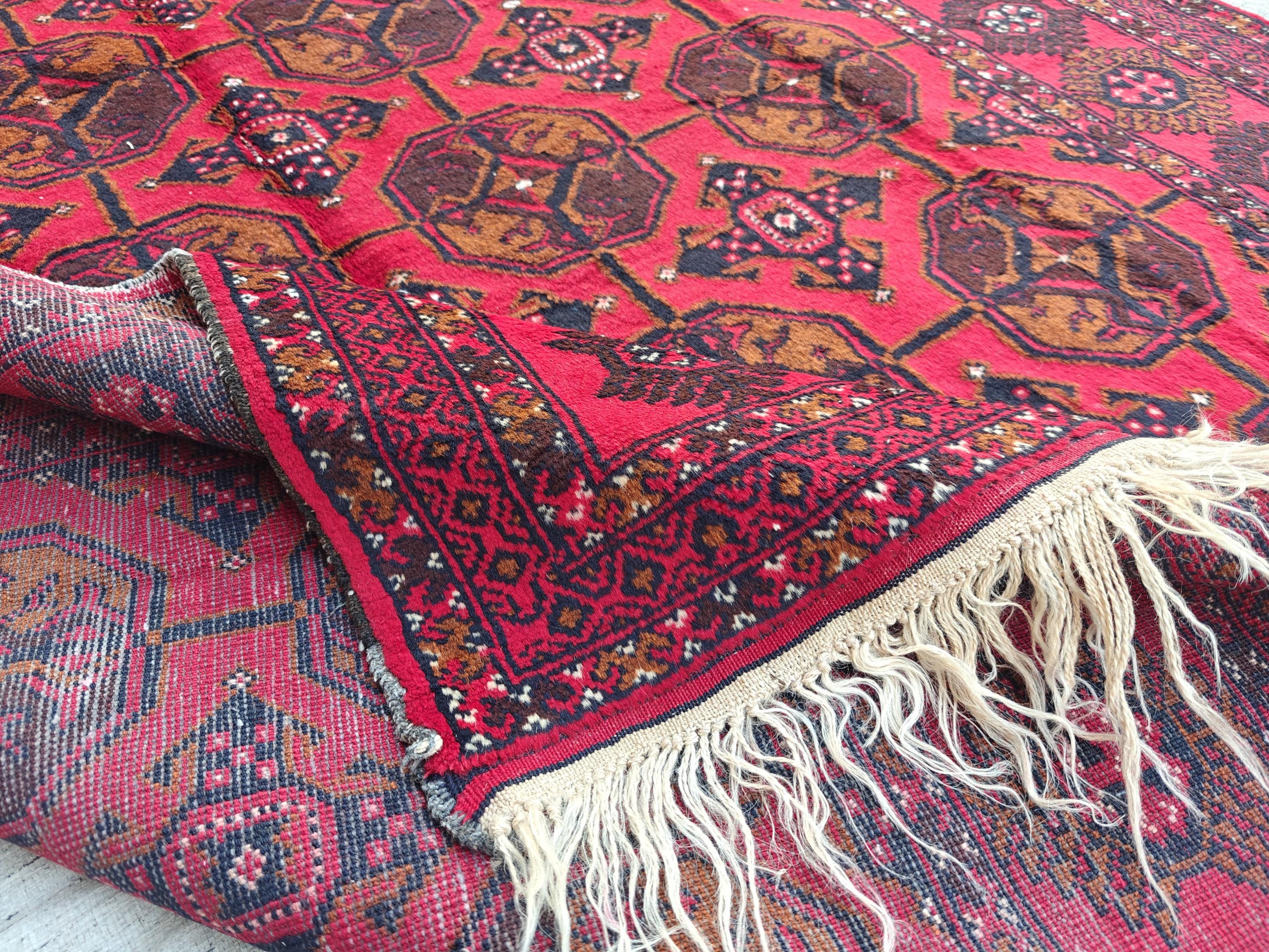 Antique Red Ahal Gul Rug 9.3x5.1 ft – Handwoven Persian Carpet with Timeless Design, Bedroom Rug, Rugs for Living Room, Collectible Rug 6x10