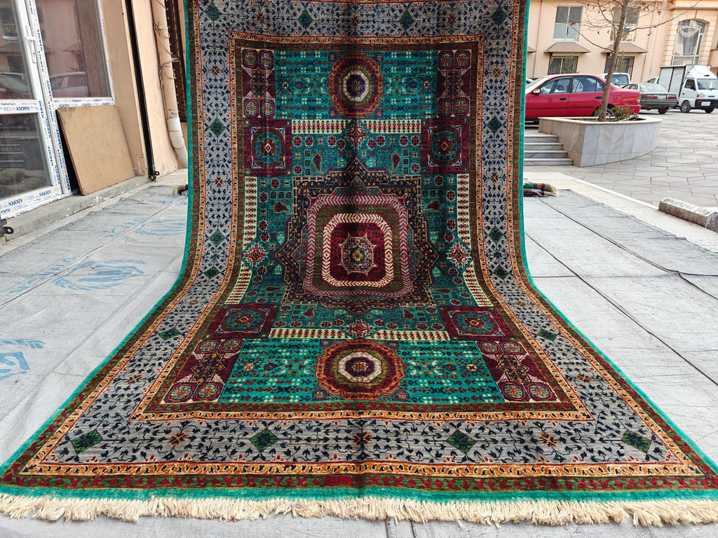 5x8 Mamluk Rug Blue and Silver Colorful Handwoven Persian Carpet with Intricate Design, Bedroom Rug, Rugs For Living Room, 8.5x5 ft