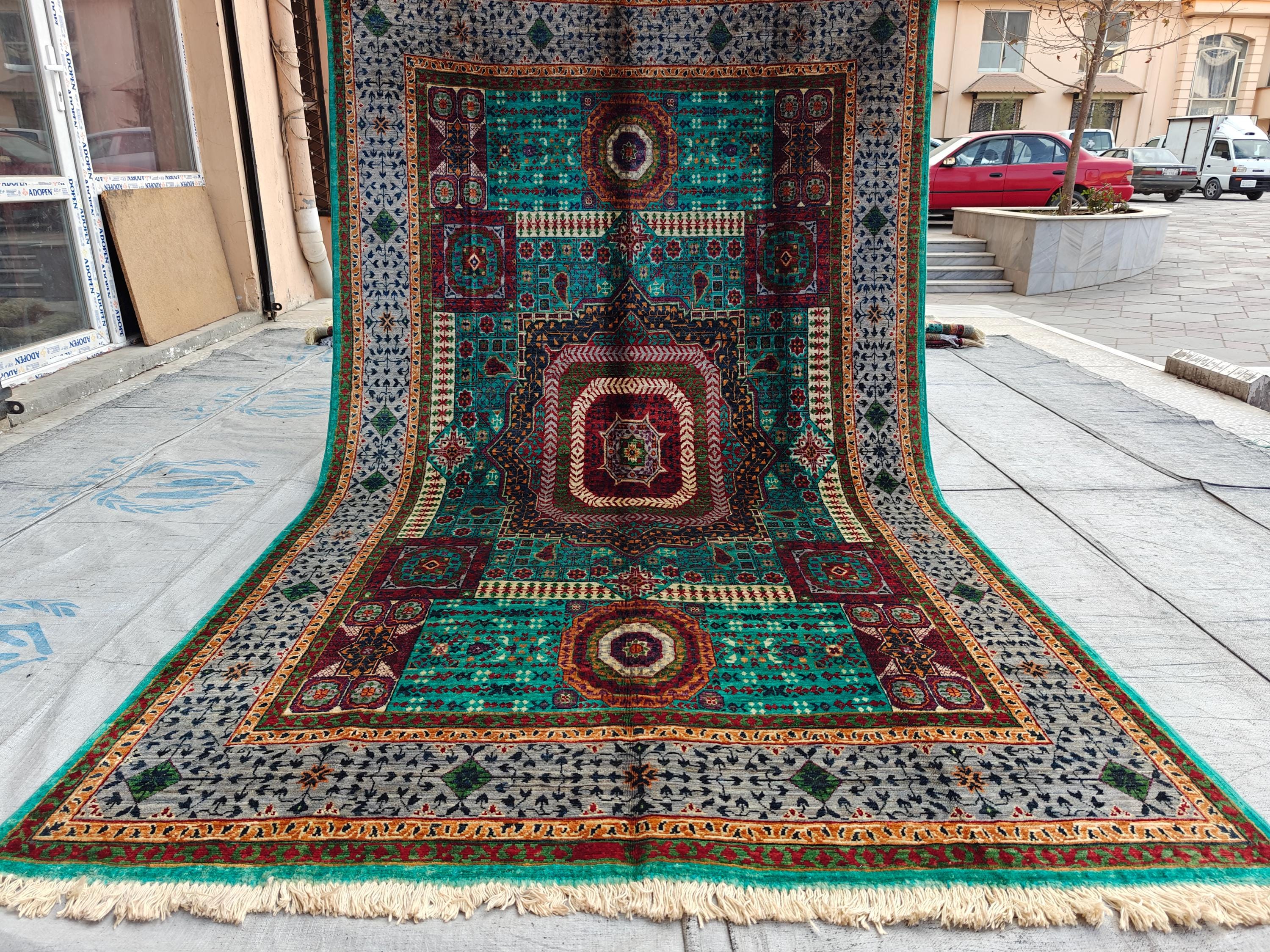 5x8 Mamluk Rug Blue and Silver Colorful Handwoven Persian Carpet with Intricate Design, Bedroom Rug, Rugs For Living Room, 8.5x5 ft