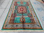 5x8 Mamluk Rug Blue and Silver Colorful Handwoven Persian Carpet with Intricate Design, Bedroom Rug, Rugs For Living Room, 8.5x5 ft