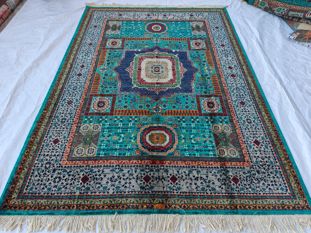 6x8 Mamluk Rug–Handwoven Persian Carpet with Intricate Design and Rich Color Palette, Rugs For Living Room, Bedroom Rug 8.2x5.9 ft