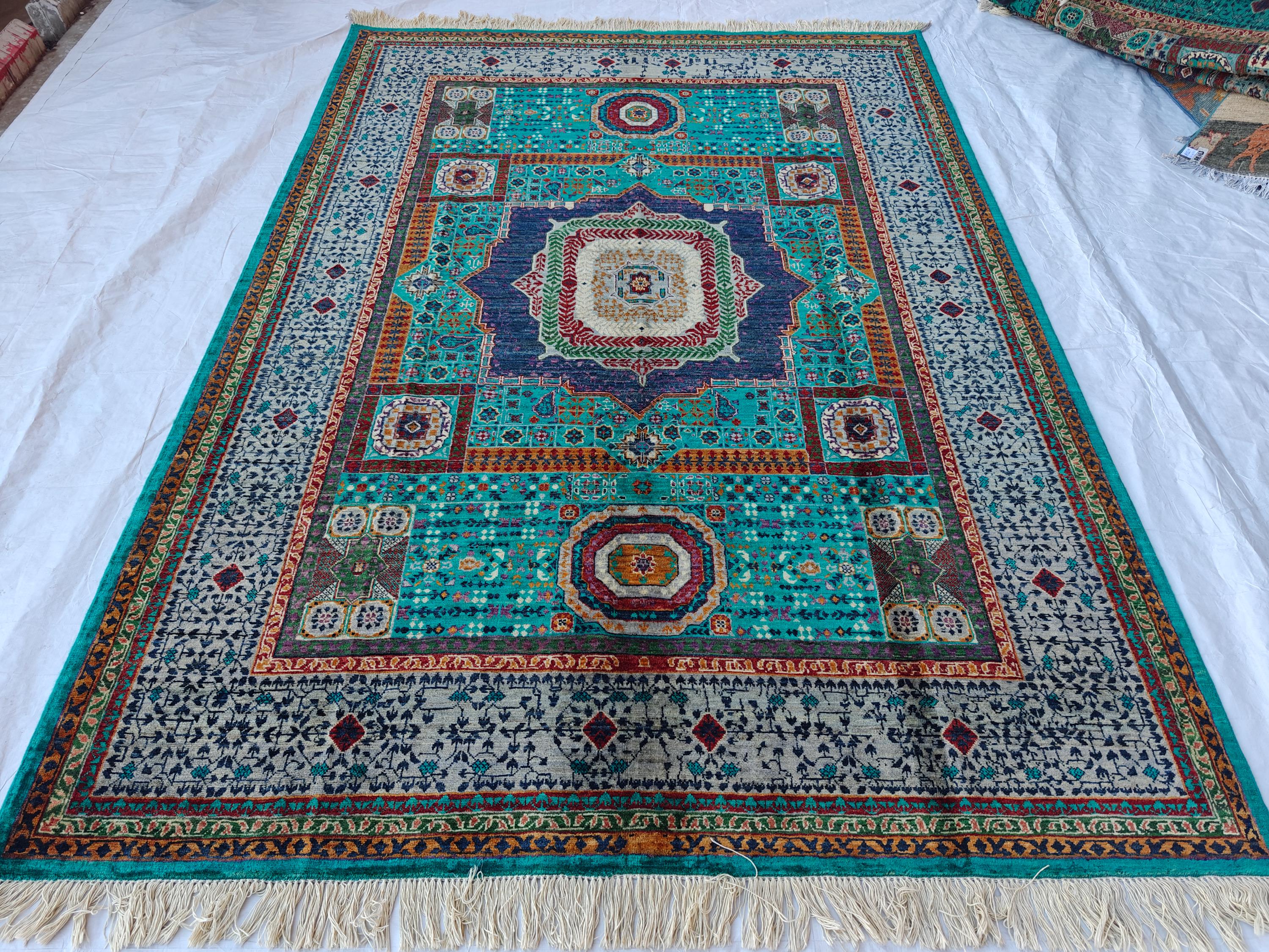 6x8 Mamluk Rug–Handwoven Persian Carpet with Intricate Design and Rich Color Palette, Rugs For Living Room, Bedroom Rug 8.2x5.9 ft