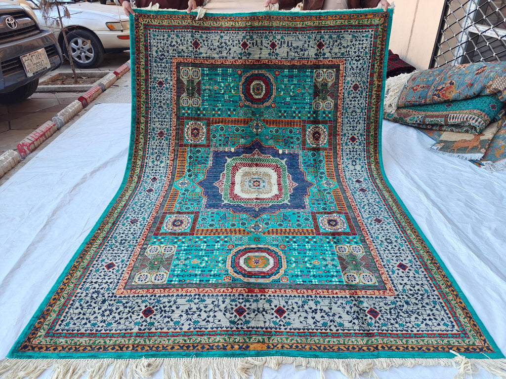 6x8 Mamluk Rug–Handwoven Persian Carpet with Intricate Design and Rich Color Palette, Rugs For Living Room, Bedroom Rug 8.2x5.9 ft