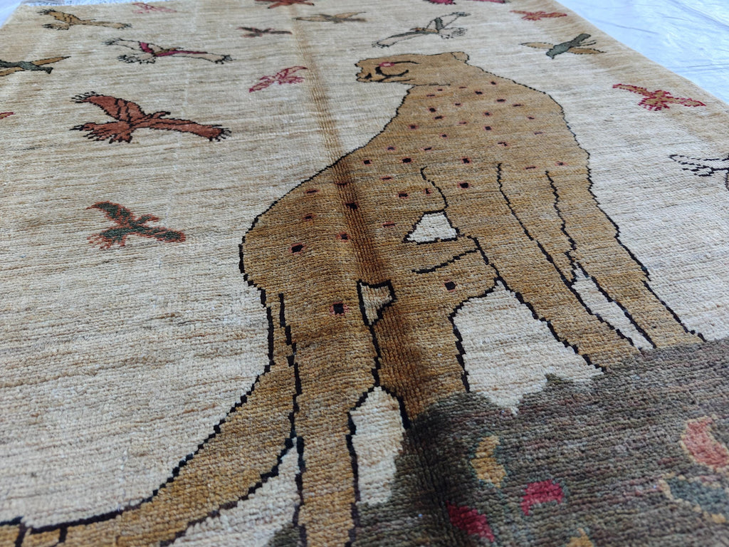 3x5 Pictorial Rug– Handwoven Decorative Persian Carpet with Stunning Visual Design, Wall Hanging Rug, Entryway Rug, Doormat 4.8x3.3 ft