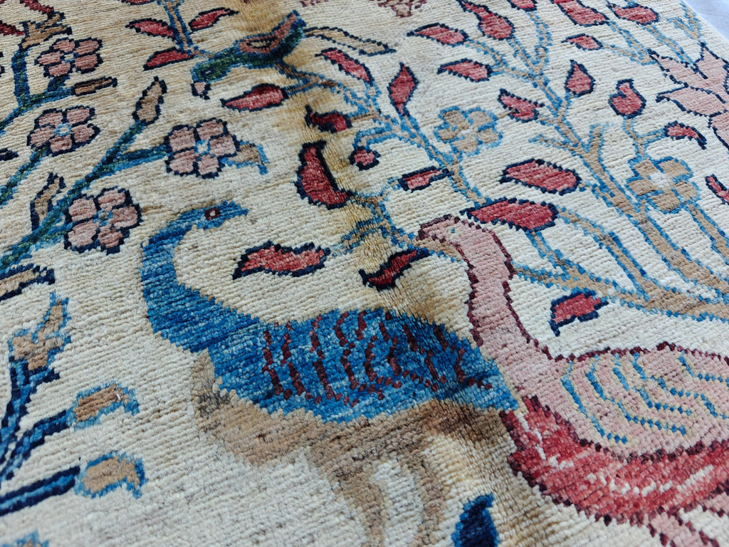2x14 Runner Chobi Peacocks Pattern Runner- Handwoven Persian Carpet with Elegant Design and Rich Colors, Hallway Runner, 2.3x13.9 ft