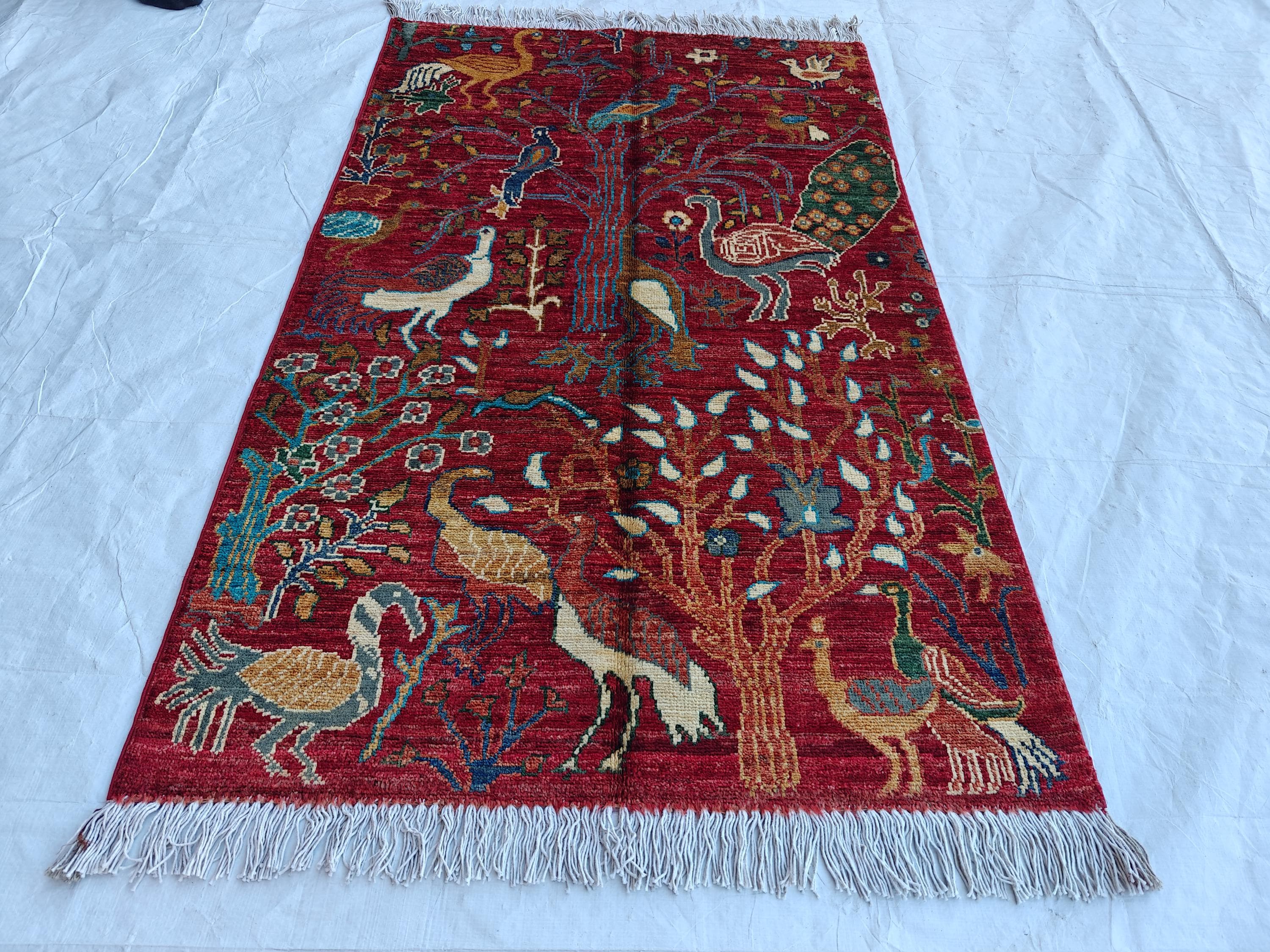 2x4 Rug Handwoven Persian Carpet with Traditional Design and Earthy Color Palette, Wall Hanging Rug, Entryway Rug, Bedroom Rug