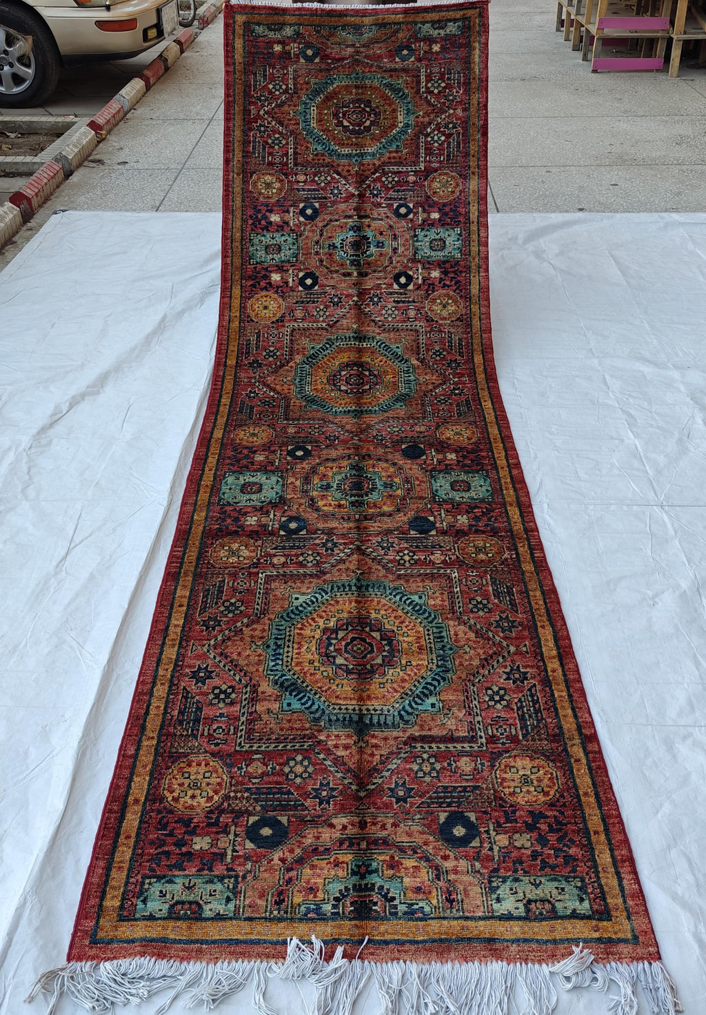 3x10 Authentic Mamluk Runner: Handwoven Artistry & Timeless Elegance 2.7 x 9.9 ft, Hallway Runner, Entryway Brown Rug, Narrow Rug