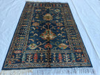 5x3 Authentic Sultani Rug Handwoven Navy Blue Masterpiece with Timeless Design, Rugs for living Room, Entryway Rug, 5x3.3 ft