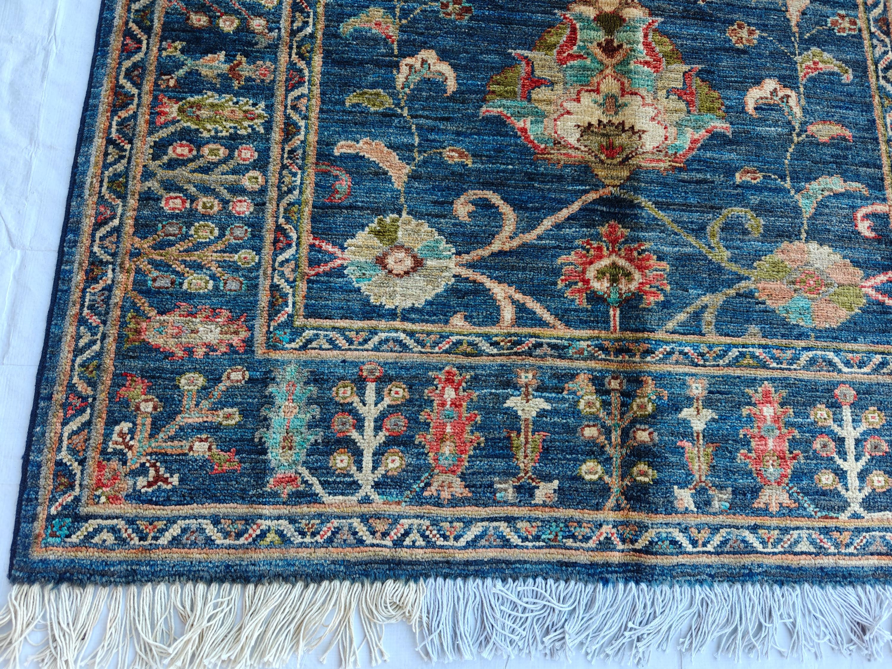 5x3 Authentic Sultani Rug Handwoven Navy Blue Masterpiece with Timeless Design, Rugs for living Room, Entryway Rug, 5x3.3 ft