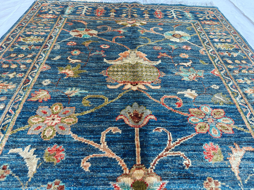 5x3 Authentic Sultani Rug Handwoven Navy Blue Masterpiece with Timeless Design, Rugs for living Room, Entryway Rug, 5x3.3 ft