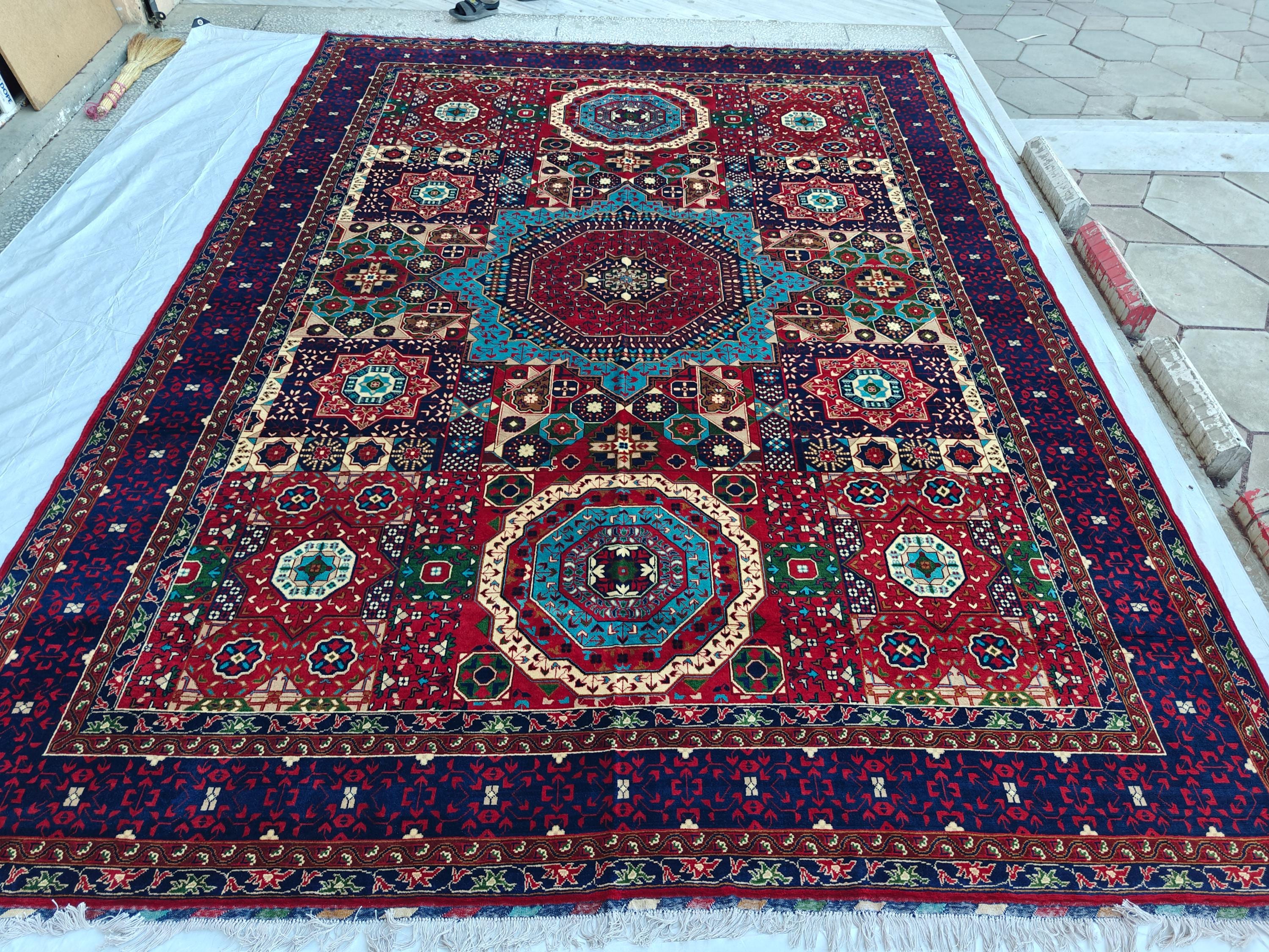 10x14 Large Colorful Mamluk Rug Handwoven Masterpiece with Vibrant Patterns & Timeless Elegance, Rugs For Living Room, Bedroom Rug 13.6x10ft