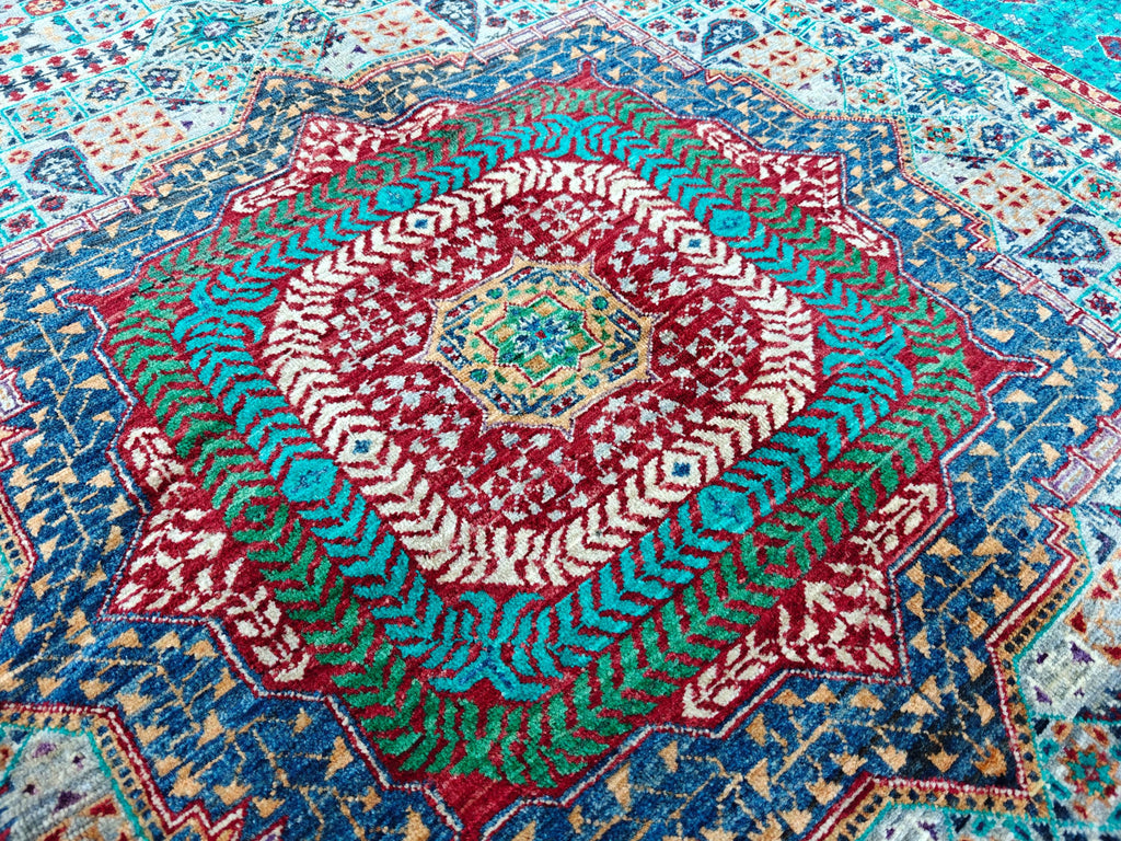5x8 Turquoise, Grey Rug–Handwoven Antique Carpet with Intricate Patterns, Rug For Living Room, Bedroom Rug, Dining Room Rug, Medium size Rug