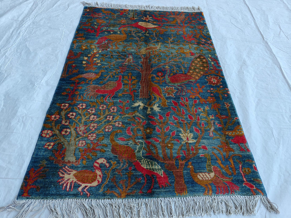 5x3 Pictorial Rug Handcrafted Artistic Area Rug for Unique Home Décor, Wall Hanging Rug, Entryway Rug 4.8x3.2 ft, small size rug,