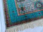 6x8 Grey and Turquoise Authentic Mamluk Rug Handwoven Egyptian Oriental Carpet with Traditional Patterns, Rugs For Living Room, Bedroom Rug