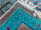 6x8 Grey and Turquoise Authentic Mamluk Rug Handwoven Egyptian Oriental Carpet with Traditional Patterns, Rugs For Living Room, Bedroom Rug
