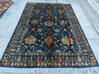 8x5 Dark Blue Chobi Rug Elegant Traditional Design for Home Décor, Rug For Living Room, Bedroom Rug, Kitchen Rug 7.9x5.5ft, Medium Rug