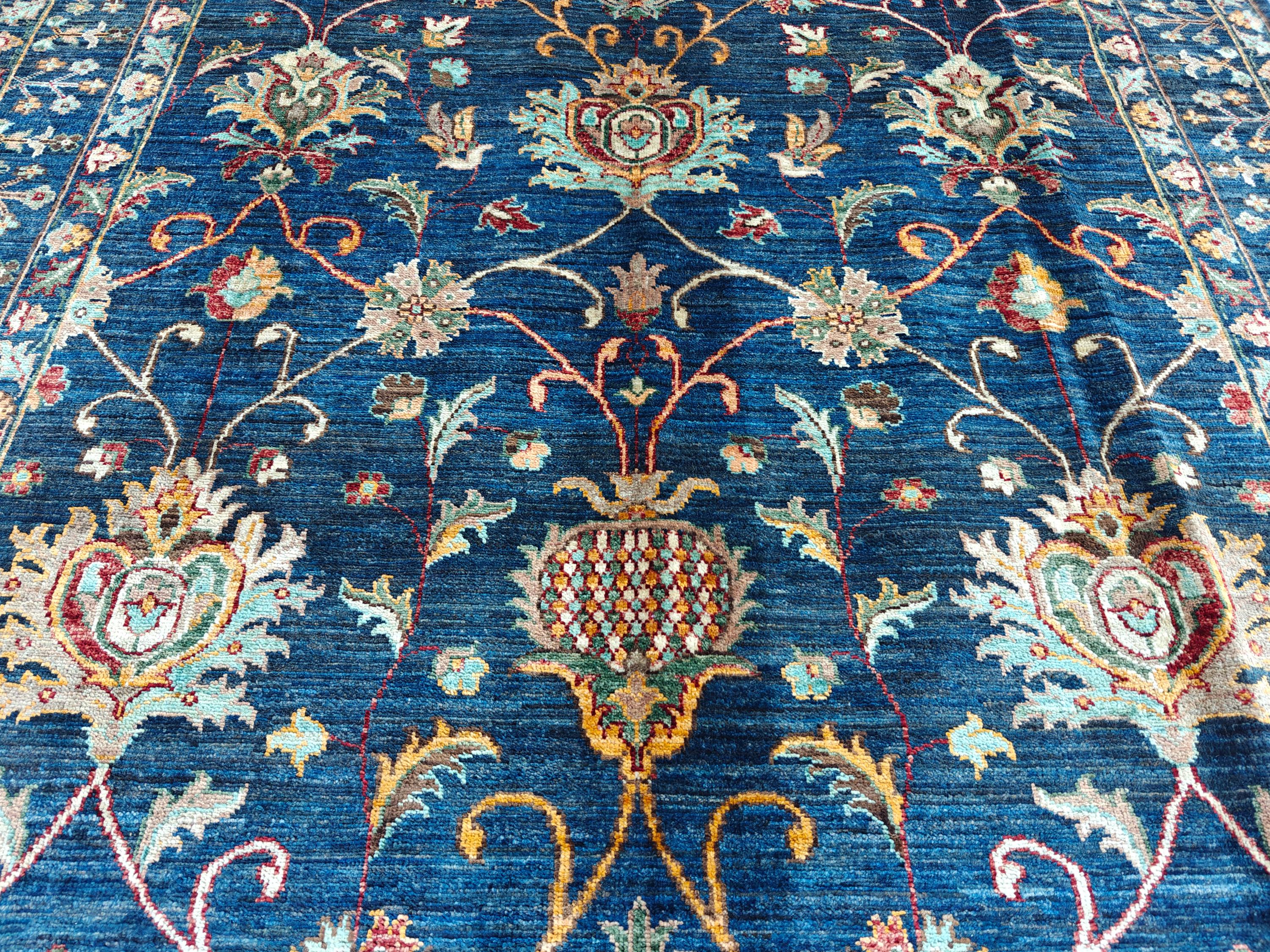 8x5 Dark Blue Chobi Rug Elegant Traditional Design for Home Décor, Rug For Living Room, Bedroom Rug, Kitchen Rug 7.9x5.5ft, Medium Rug