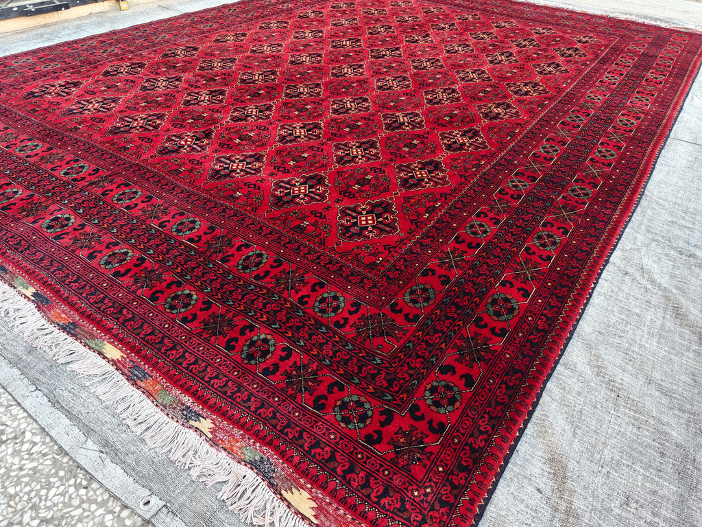 10x14 Ft Khal Mohammadi Bukhara Antique Rug Handwoven Traditional Persian Design, Rug For Living Room, Bedroom Rug 13.9x9.10, Large Rug