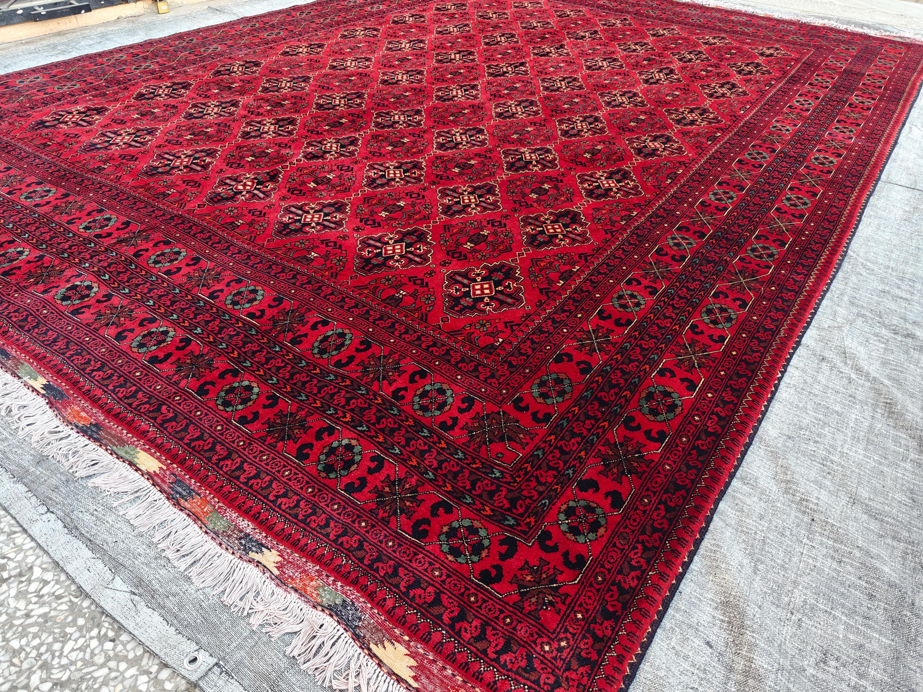 10x14 Ft Khal Mohammadi Bukhara Antique Rug Handwoven Traditional Persian Design, Rug For Living Room, Bedroom Rug 13.9x9.10, Large Rug