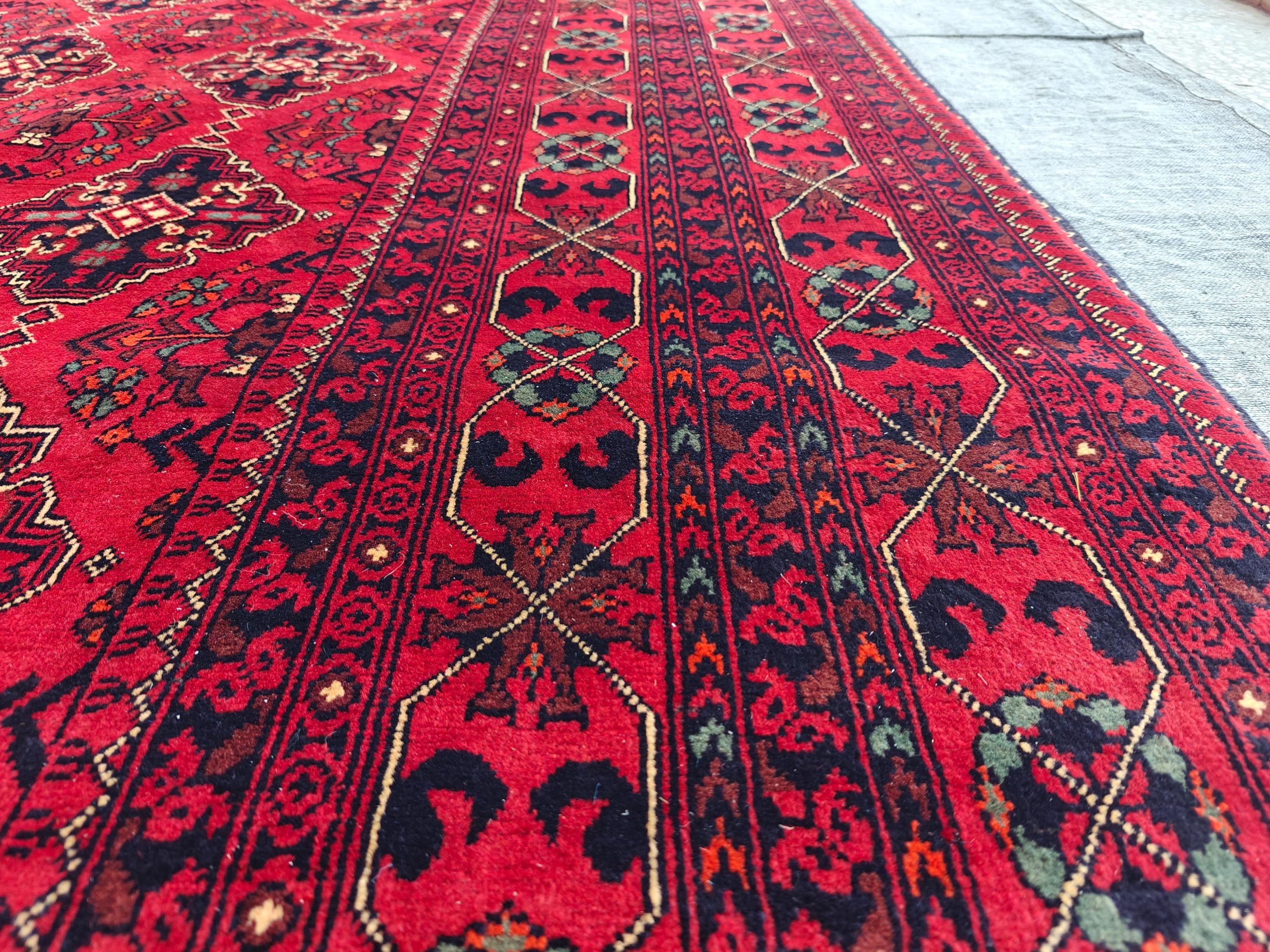 10x14 Ft Khal Mohammadi Bukhara Antique Rug Handwoven Traditional Persian Design, Rug For Living Room, Bedroom Rug 13.9x9.10, Large Rug
