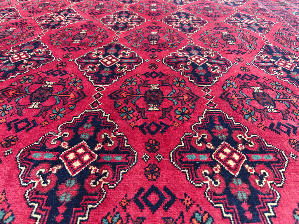 10x14 Ft Khal Mohammadi Bukhara Antique Rug Handwoven Traditional Persian Design, Rug For Living Room, Bedroom Rug 13.9x9.10, Large Rug