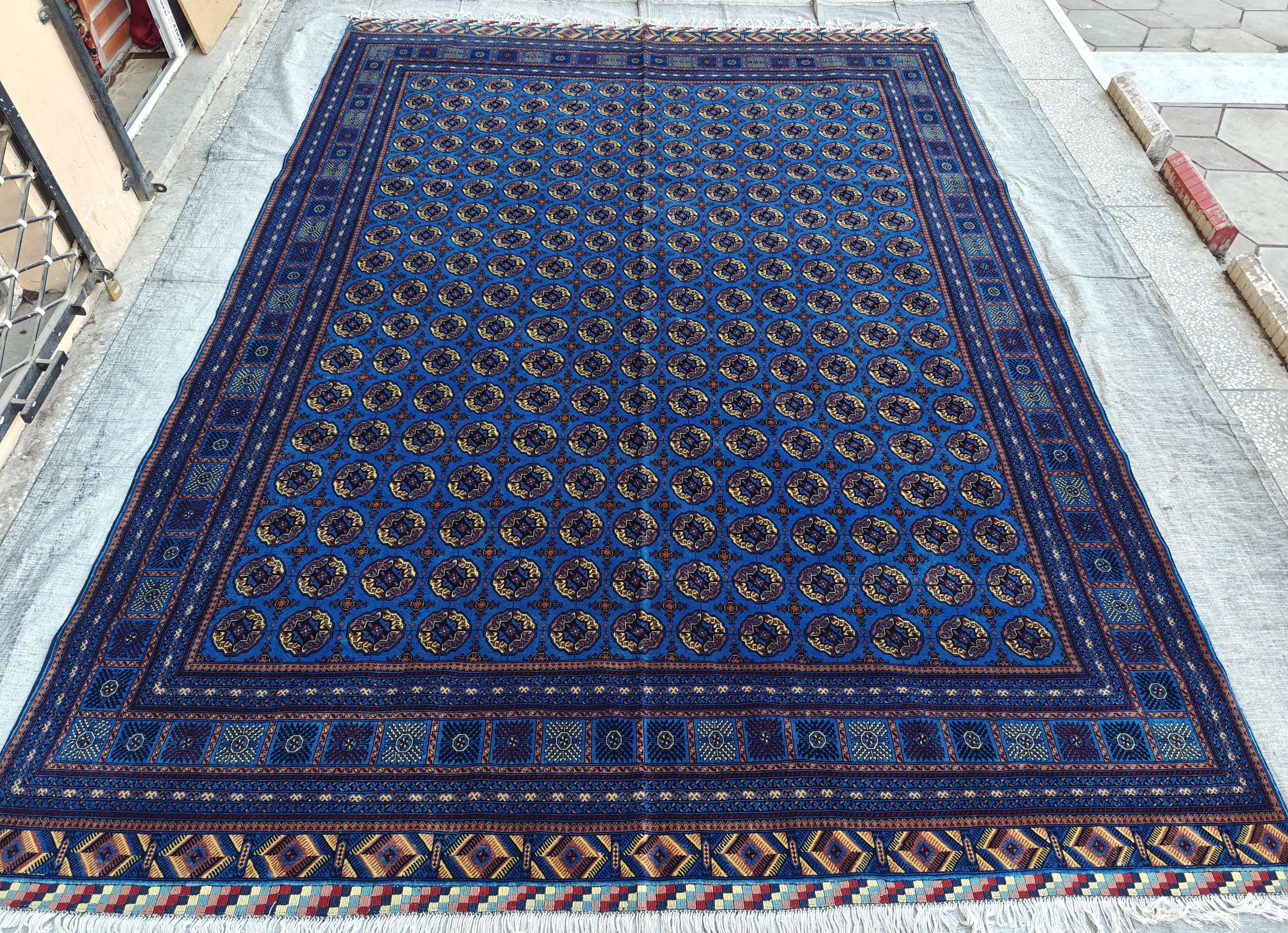 10x13 Navy Blue Large Mawrai Gul Tribal Afghan Handmade Antique Rug, Rug For Livingroom, Bedroom Rug, Dining Room Rug, Office Rug 13.4x9.8,