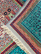 7x10 Grey Turquoise Rug Authentic Afghan Wool Carpet, Unique Geometric Design, Traditional Area Rug, Rug For Living Room 9.7x6.8, Medium Rug