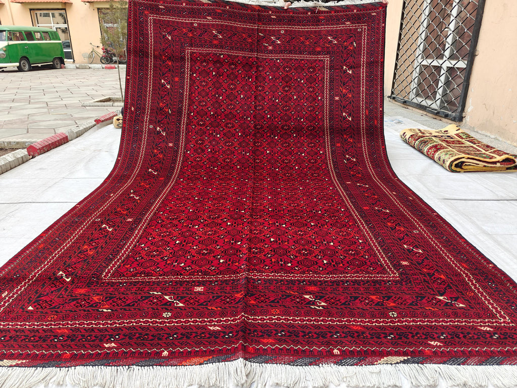 7x10 Vintage Bashiri Handmade Afghan Rug, Collectible Rug, Rugs For Living Room, Bedroom Rug, Farmhouse Rug 9.11x6.5, Medium Rug