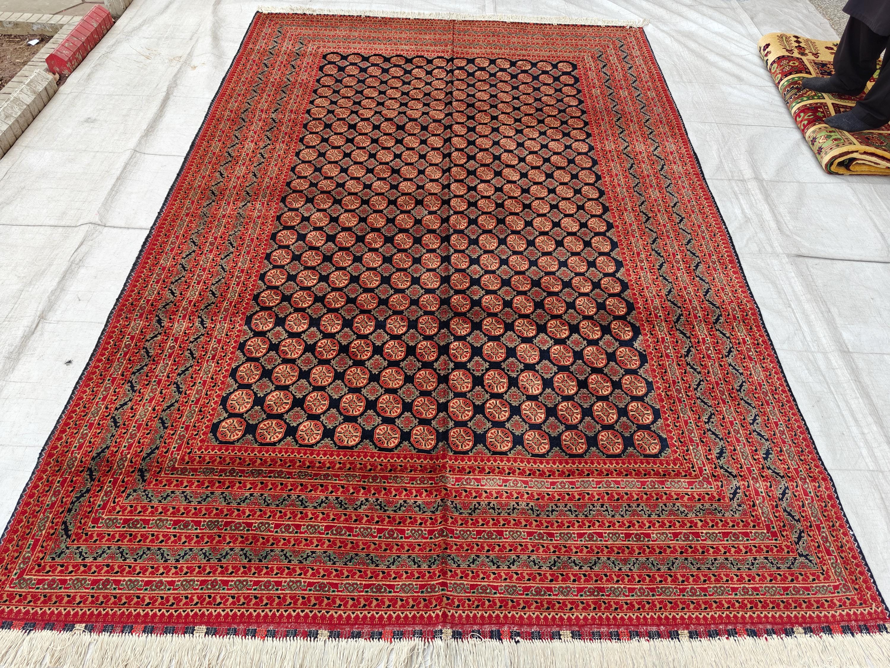 7x10 Antique Mawrai Gul Afghan Handwoven Rug, Rugs For Living Room, Bedroom Rug. Farmhouse Rug, Large Area Rug 9.9x6.6, Medium Rug