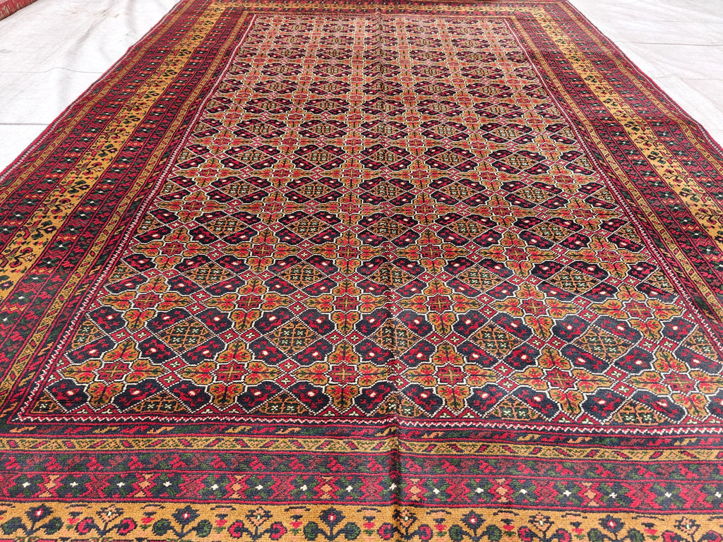 7x10 Handwoven Yousafi Afghan Rug, Boho Home Decor, Rug For Living Room, Bedroom Rug, Dining Room Rug, Rustic Decor Rug 9.11x6.8, Large Rug