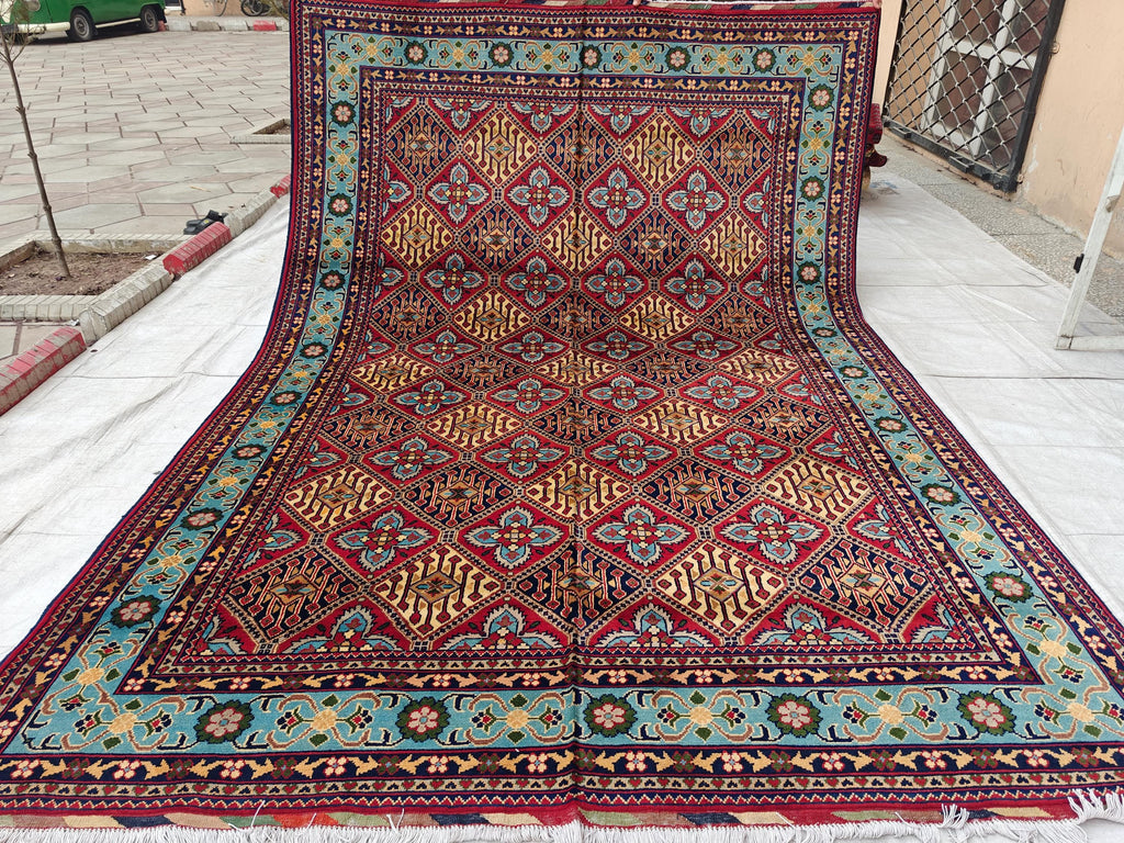 7x11 Handwoven Afghan Yousafi Tribal Rug,Colorful Area Rug, Rug For Living Room, Bedroom Rug, Kitchen n dining room Rug 10.5x7.1, Large Rug