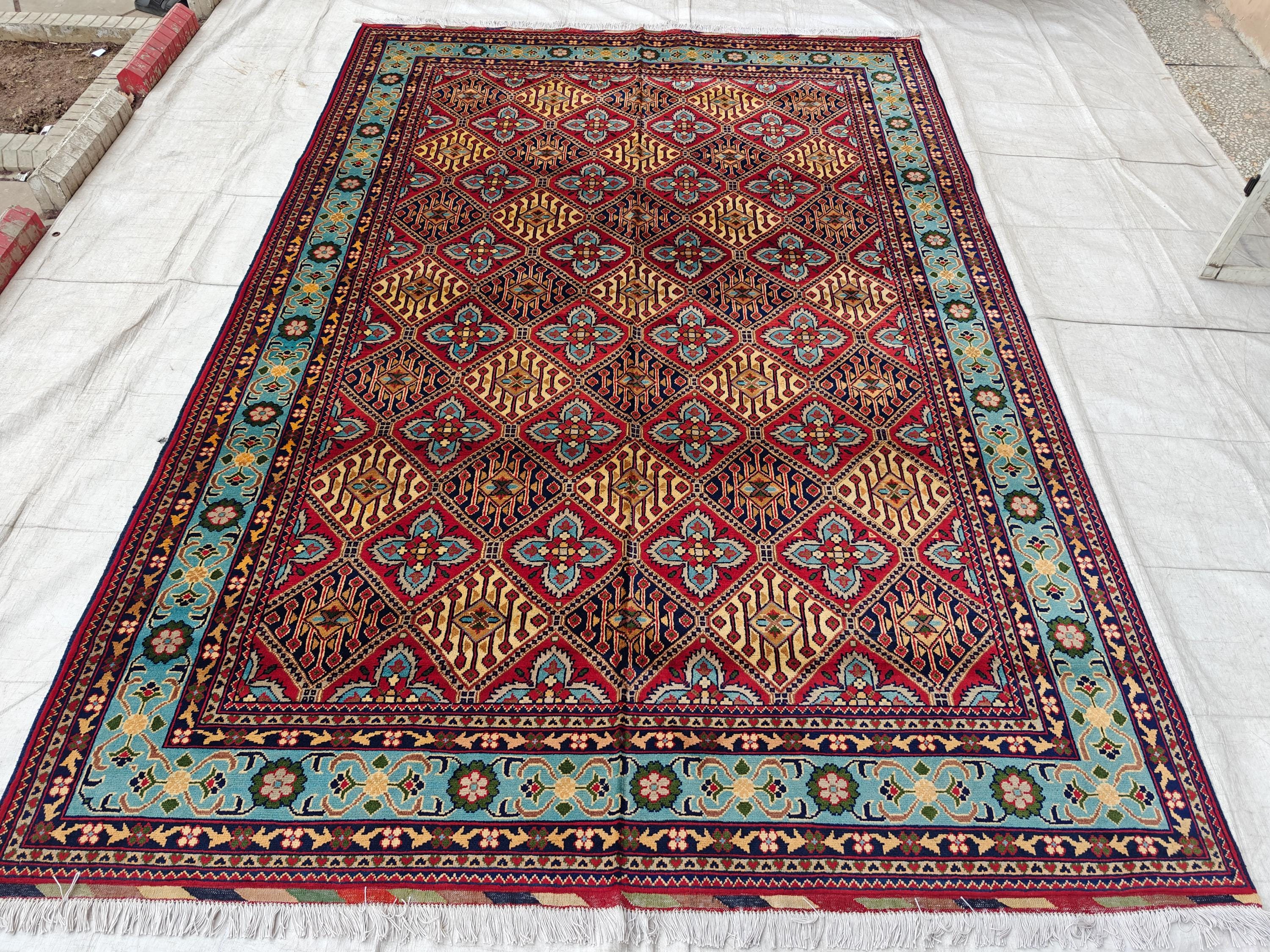 7x11 Handwoven Afghan Yousafi Tribal Rug,Colorful Area Rug, Rug For Living Room, Bedroom Rug, Kitchen n dining room Rug 10.5x7.1, Large Rug