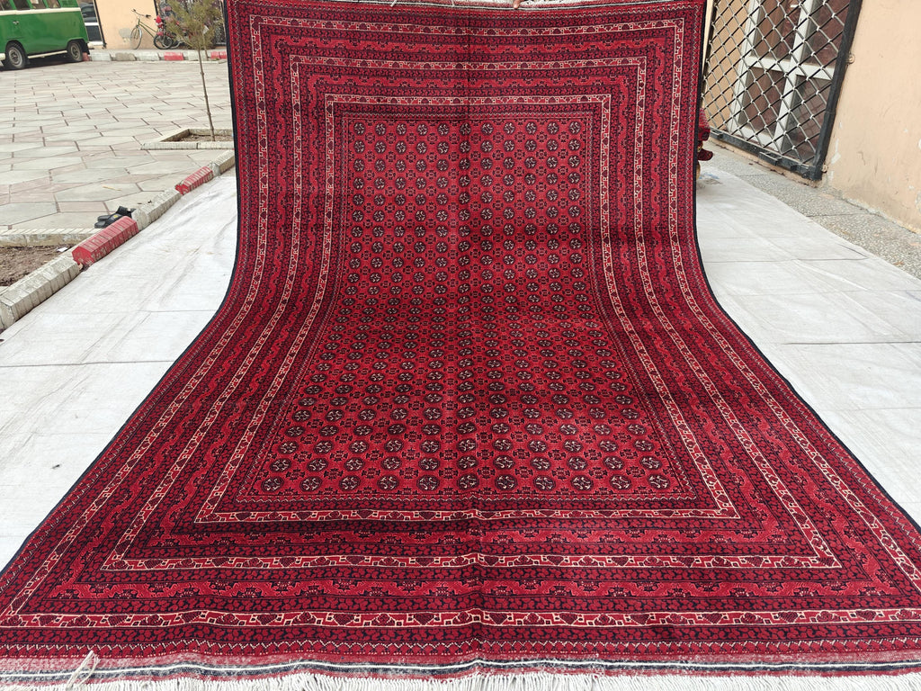 7x10 Beautiful Red Mawrai Gul Afghan Rug, Rugs For Living Room, Vintage Home Style, Bedroom Rugs, Dining Room Rugs -One of a Kind Medium Rug