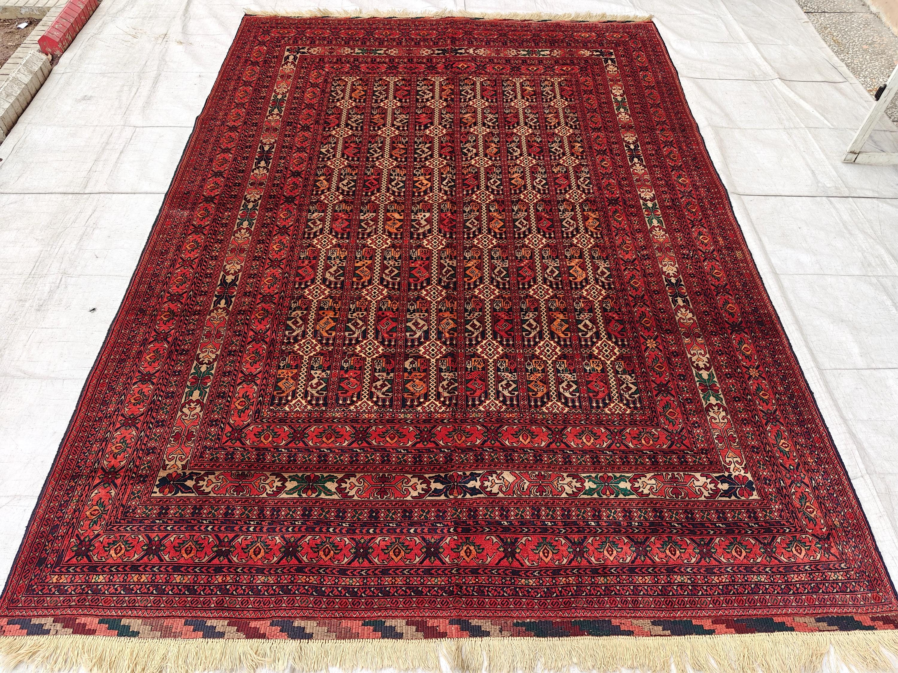 7x10 Stunning Beljik Ala Bakhmal Afghan Handmade Rug, Rug For Living Room, Bedroom Rug, Office and Dining Room Rug, Medium Rug