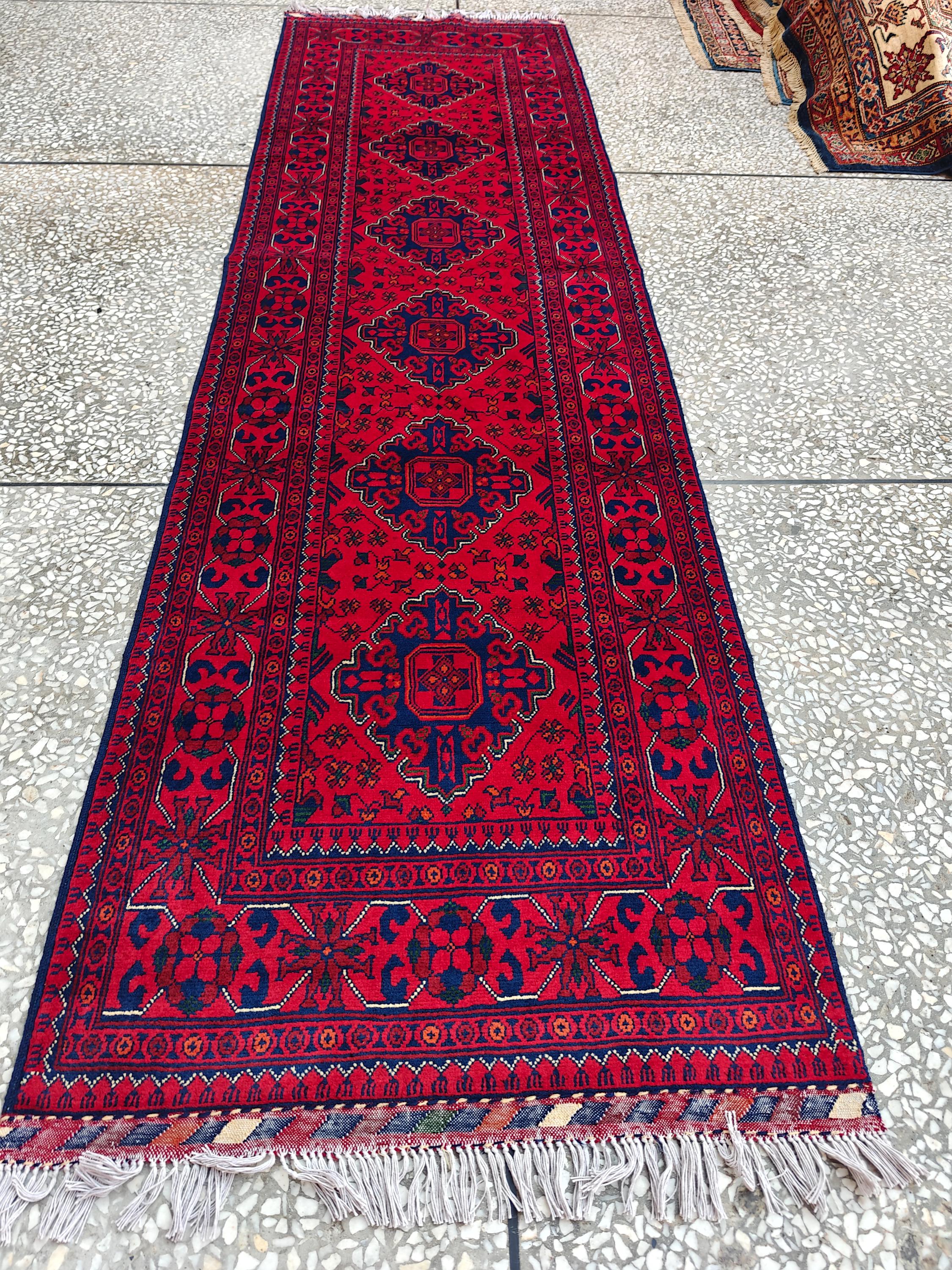 3x10 Beautiful Bukhara Afghan Handmade Runner Rug, Vintage Style Rug, Hallway Runner, Entryway Rug, Long Narrow Rug, Door Rug 9.8x2.6 Ft