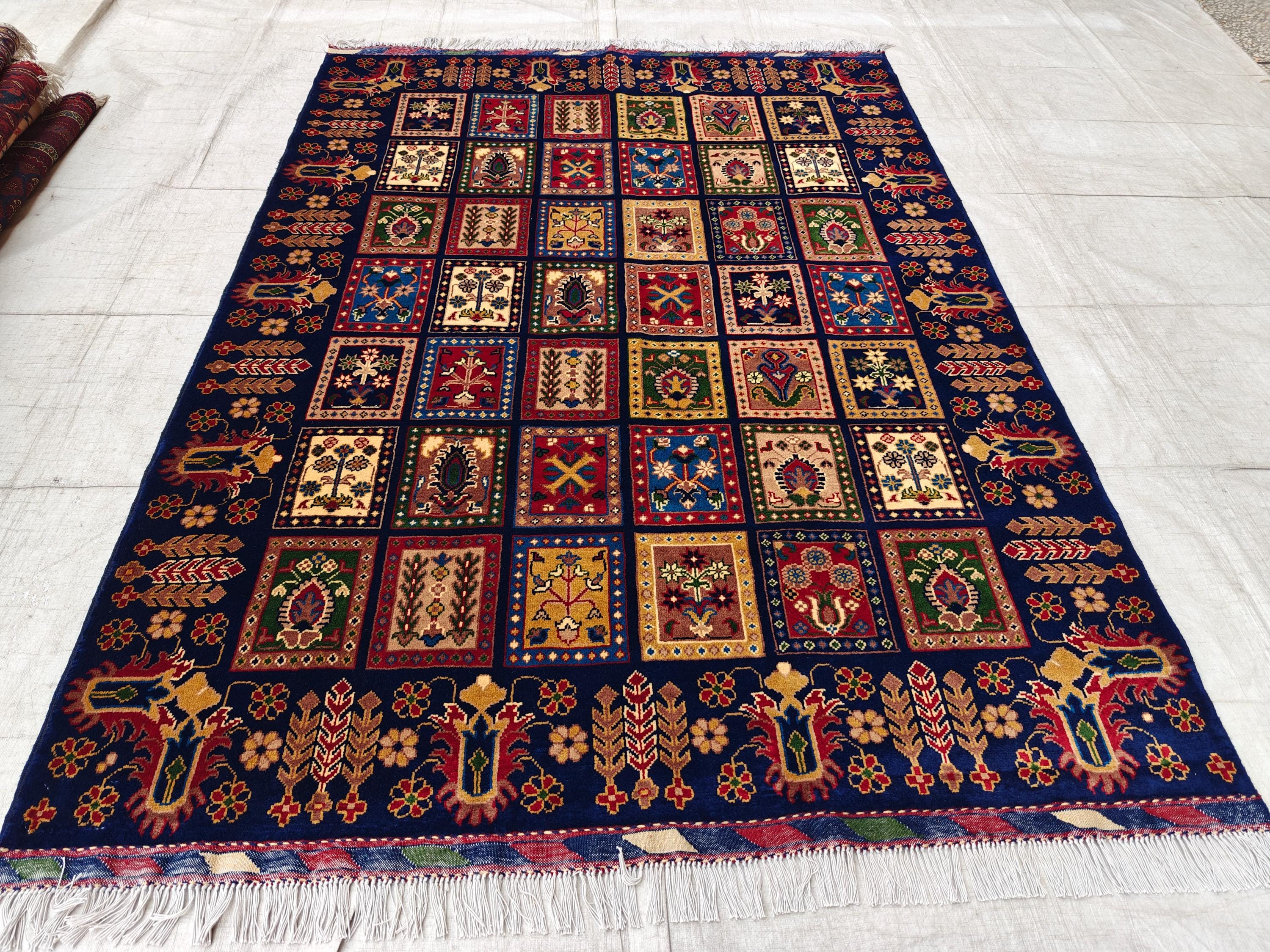 5x7 Navy Blue Afghan Handmade Ayni Rug, Vintage style Home Decor, Rug For Living Room, Bedroom Rug, Dining Room Rug, Medium Size Rug