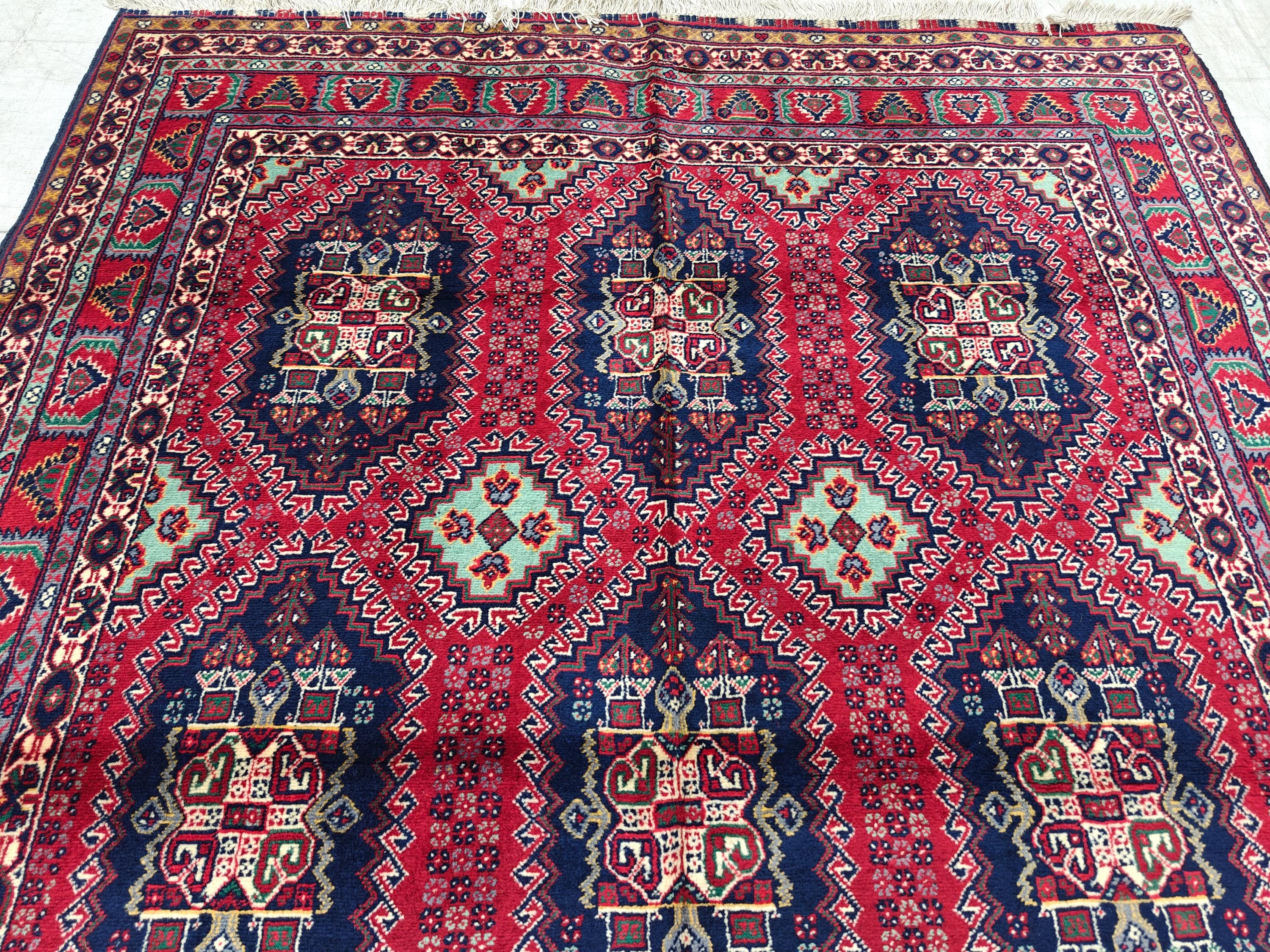 5x7 Handmade Afghan Samar Kanti Rug, Rugs For Living Room, Bedroom Rug, Vintage Style Home Decor 6.9x4.9ft, Medium Size Rug