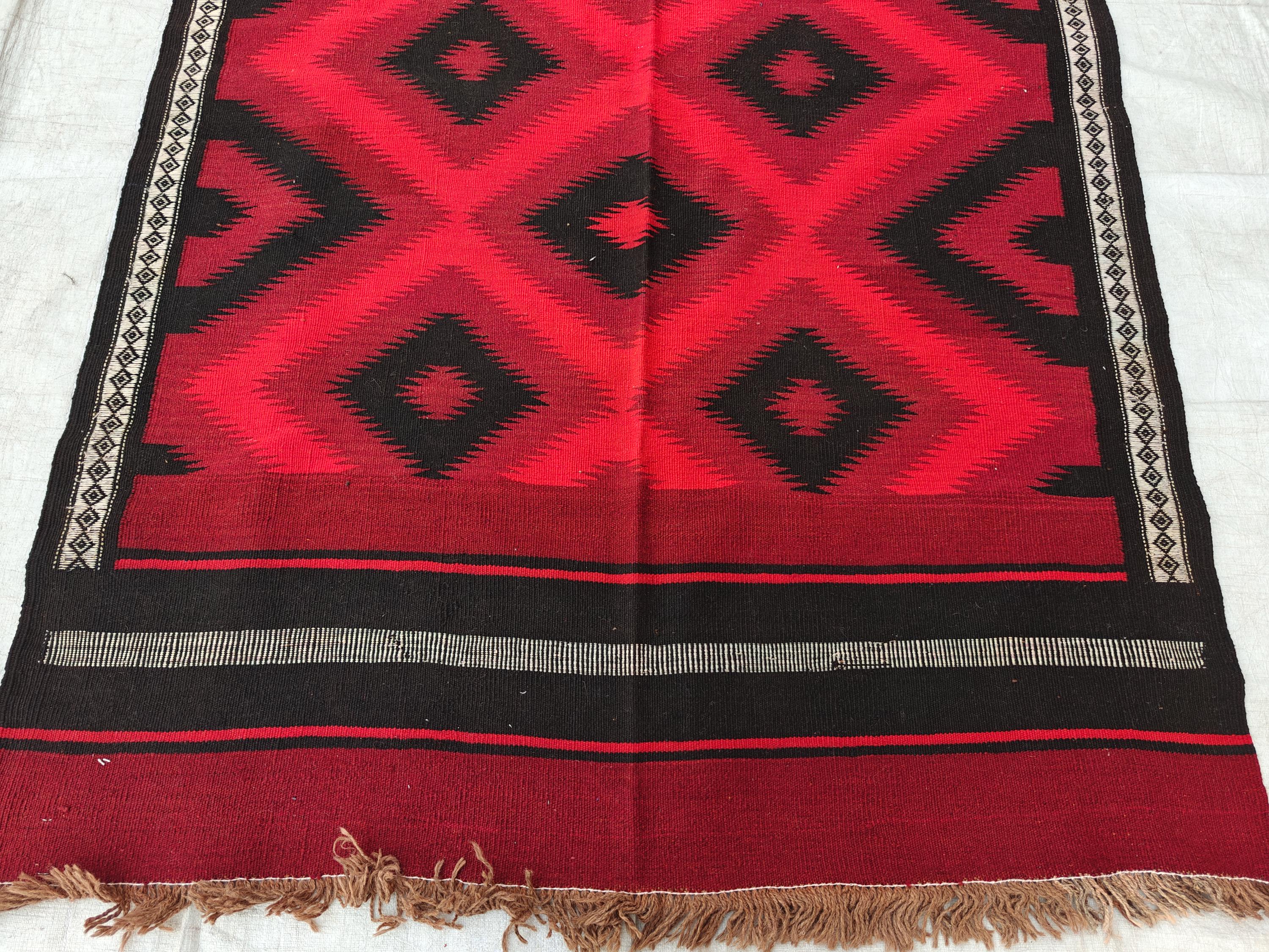 4x19 Large Handwoven Vintage Kilim Rug | Authentic Afghan Wool Carpet | Boho Chic Decor, Hallway Runner, Entryway Rug, Long Narrow Rug