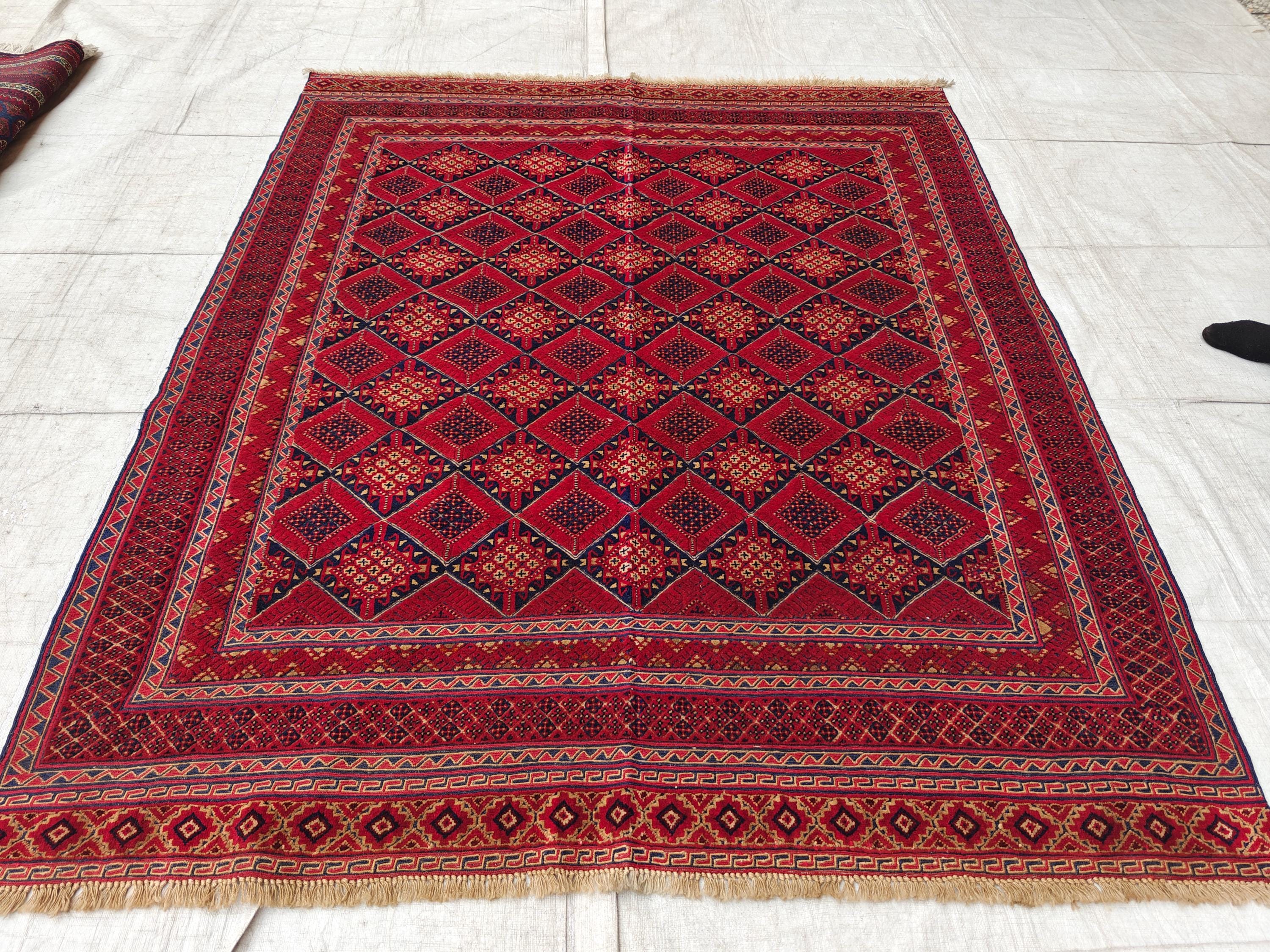 5.1x5.11 Collectible Rug Vintage Mashwari Afghan Handmade Rug, Rugs For Living Room, Bedroom Rug, Vintage Style Rug, Medium Size Rug