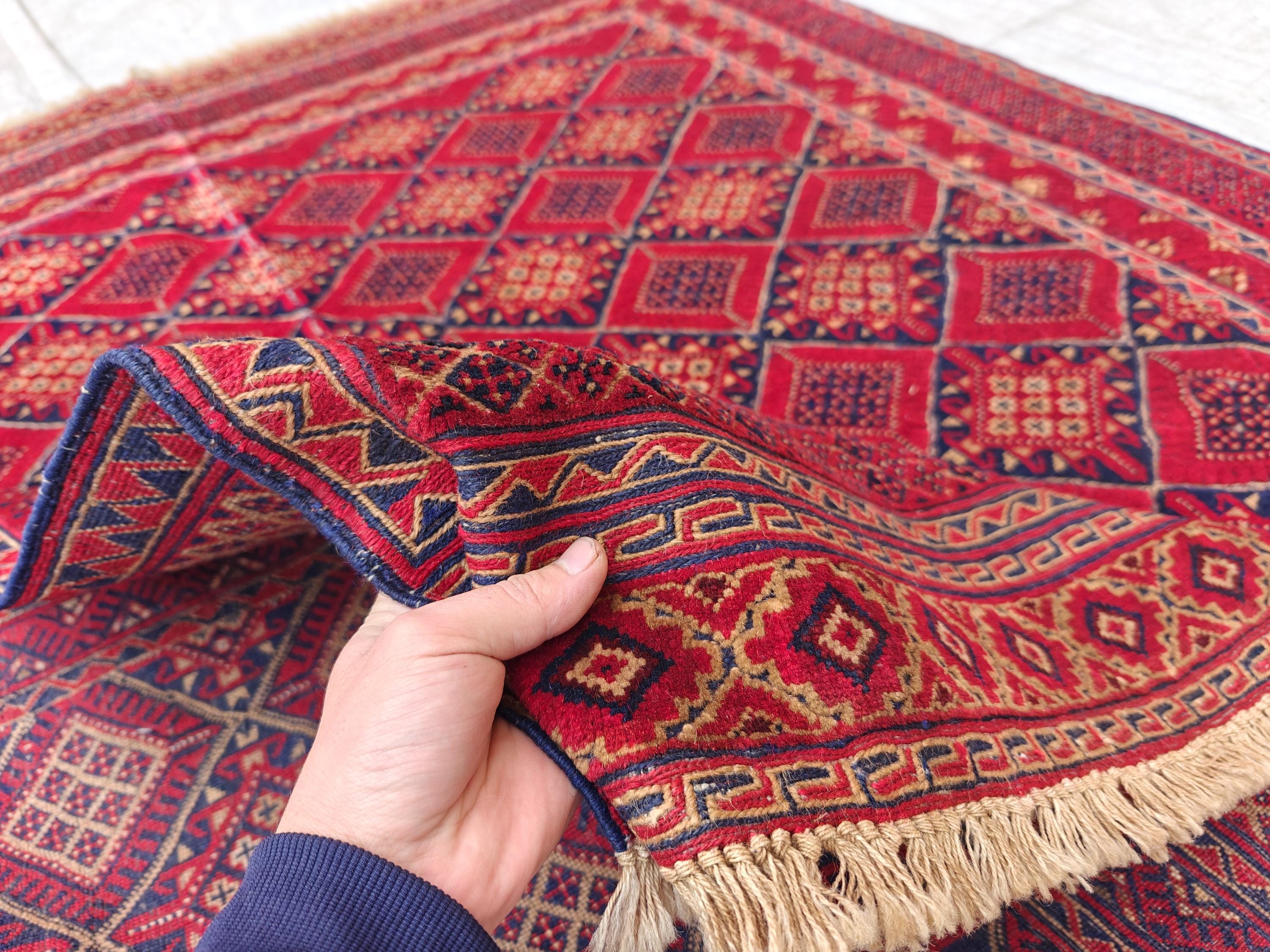 5.1x5.11 Collectible Rug Vintage Mashwari Afghan Handmade Rug, Rugs For Living Room, Bedroom Rug, Vintage Style Rug, Medium Size Rug