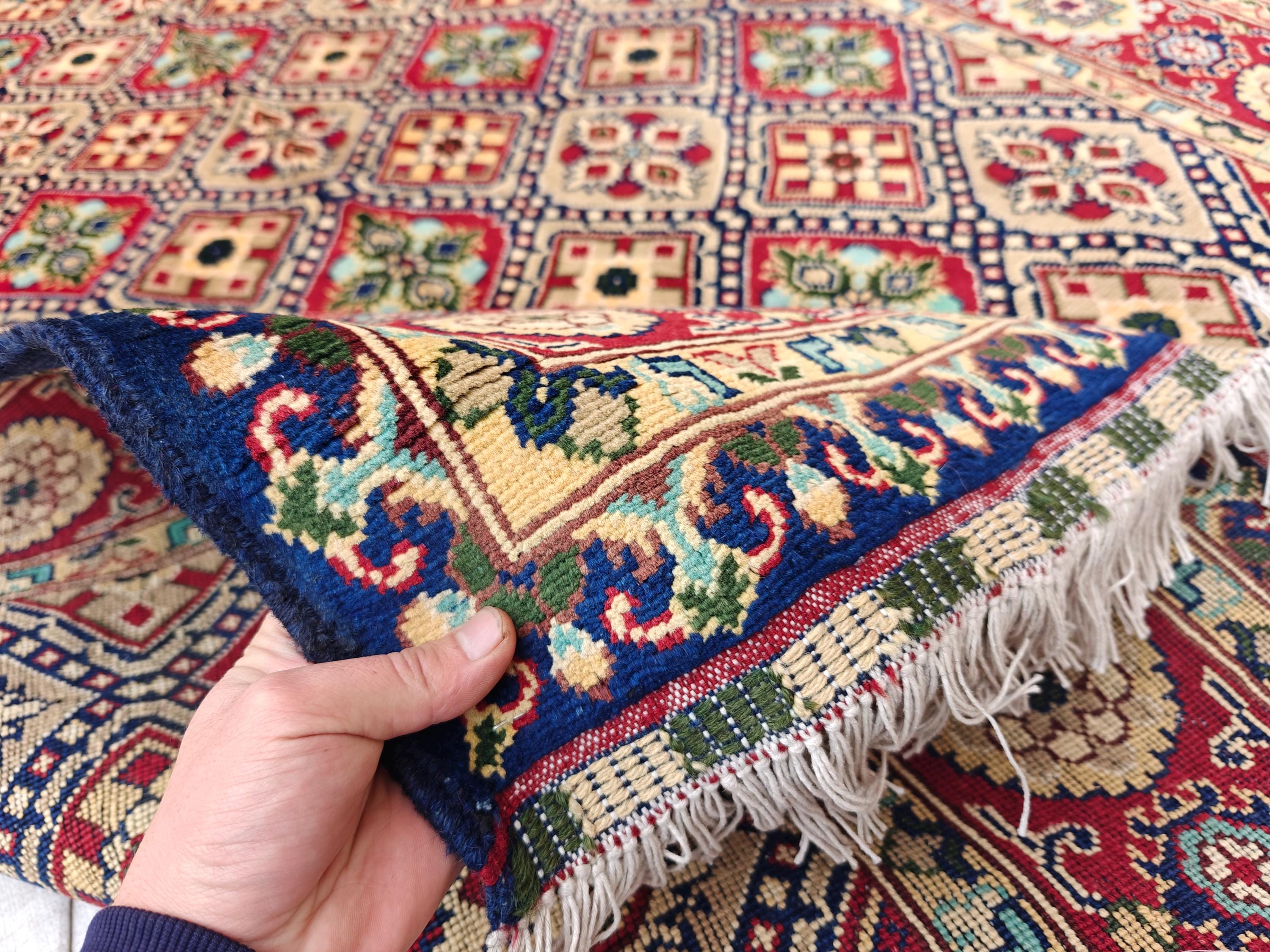 5x7 Colorful Yousafi Afghan Handwoven Rug, Vintage Style Home Decor, Rugs For Living Room, Bedroom Rug 6.10 x 4.11 ft, Medium Size Rug