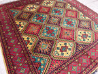 Square Yousafi Afghan Handmade Rug 4.8 x 4.4 ft, Small Area Rug, Entryway Rug, Door Mat