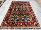7x10 Elegant Colorful Kashi Afghan Handmade Rug, Rugs For Living Room, Bedroom Rug, Office Rug, Large area Rug 10.3 x 6.8 ft