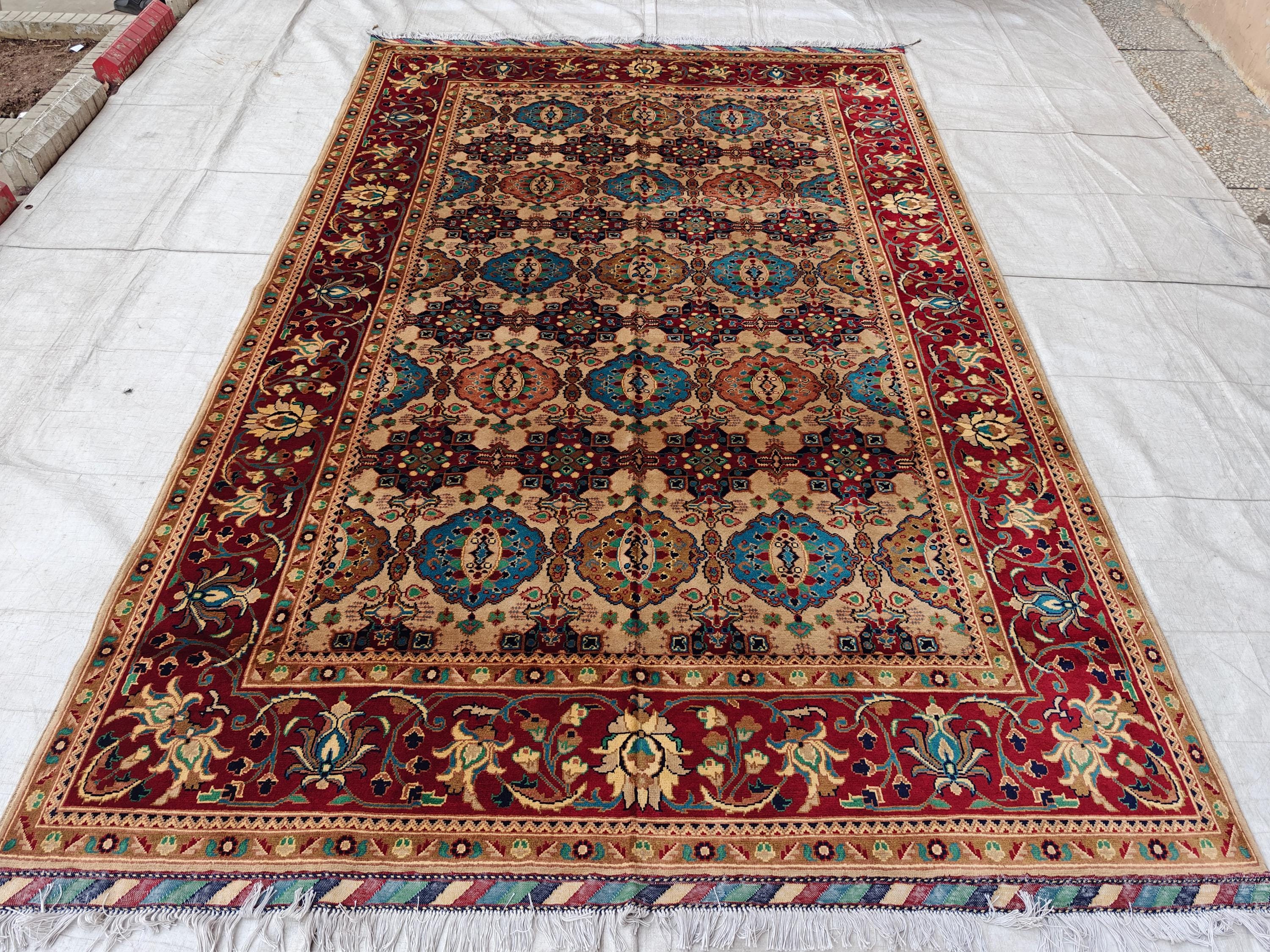 7x10 Elegant Colorful Kashi Afghan Handmade Rug, Rugs For Living Room, Bedroom Rug, Office Rug, Large area Rug 10.3 x 6.8 ft