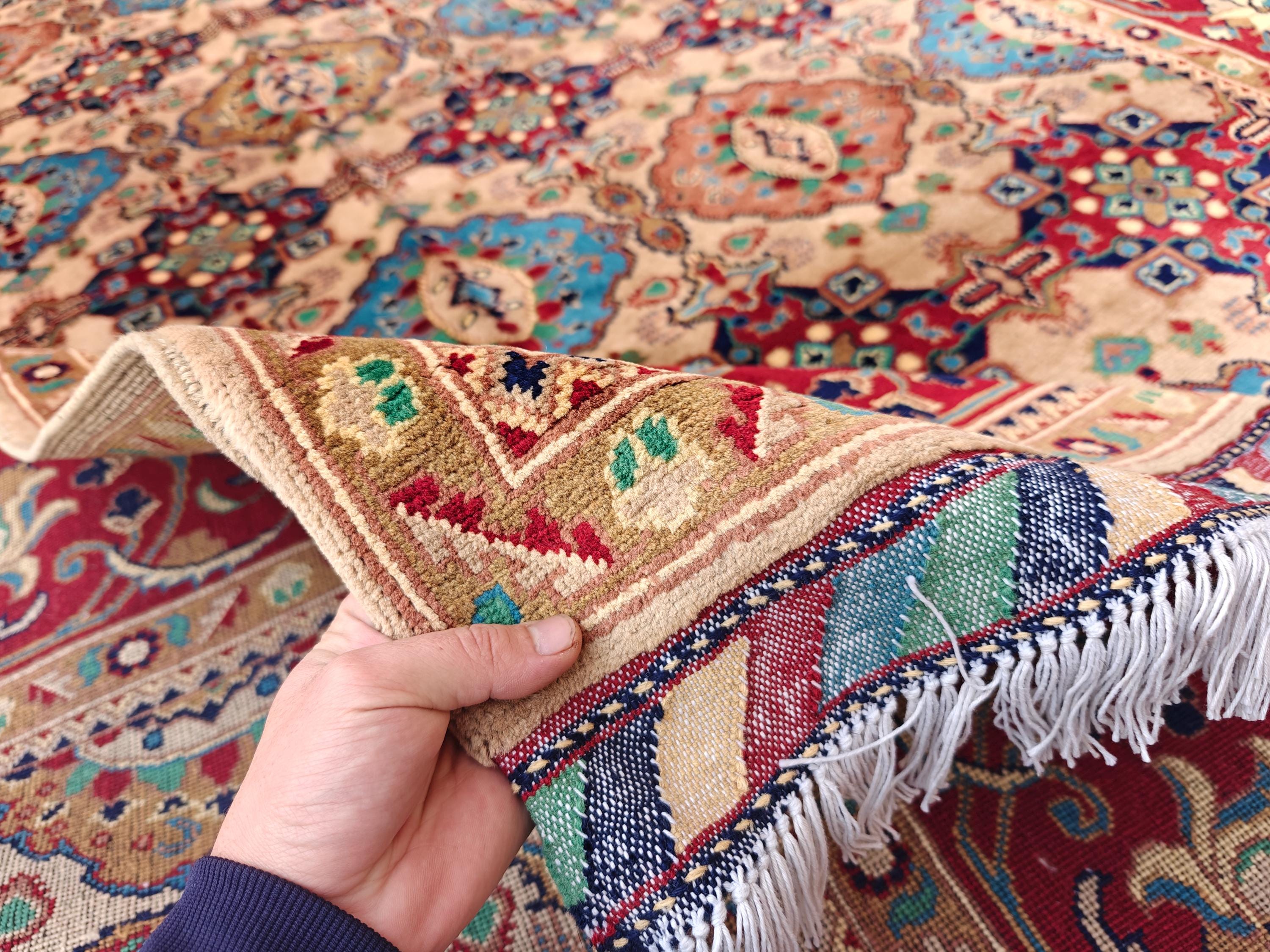7x10 Elegant Colorful Kashi Afghan Handmade Rug, Rugs For Living Room, Bedroom Rug, Office Rug, Large area Rug 10.3 x 6.8 ft