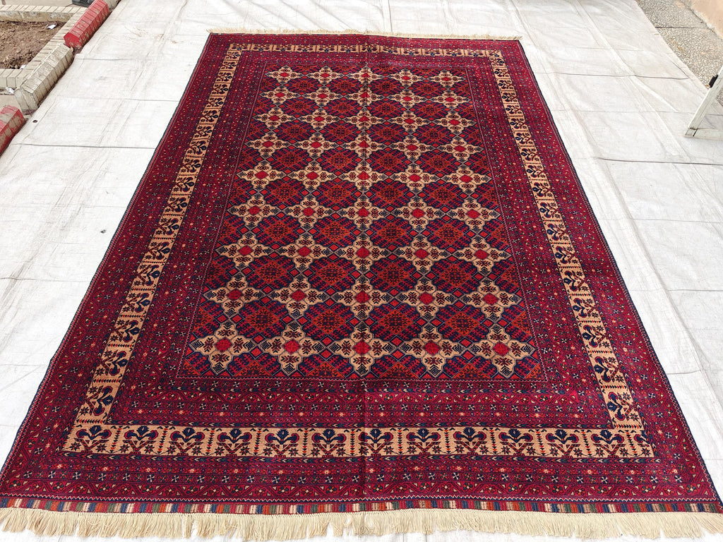 6.7x9.5 Beljik Yousafi Handwoven Afghan Rug, Rugs For Living Room, Bedroom Rug, Office Rug, Farmhouse Rug, One of a Kind Rug