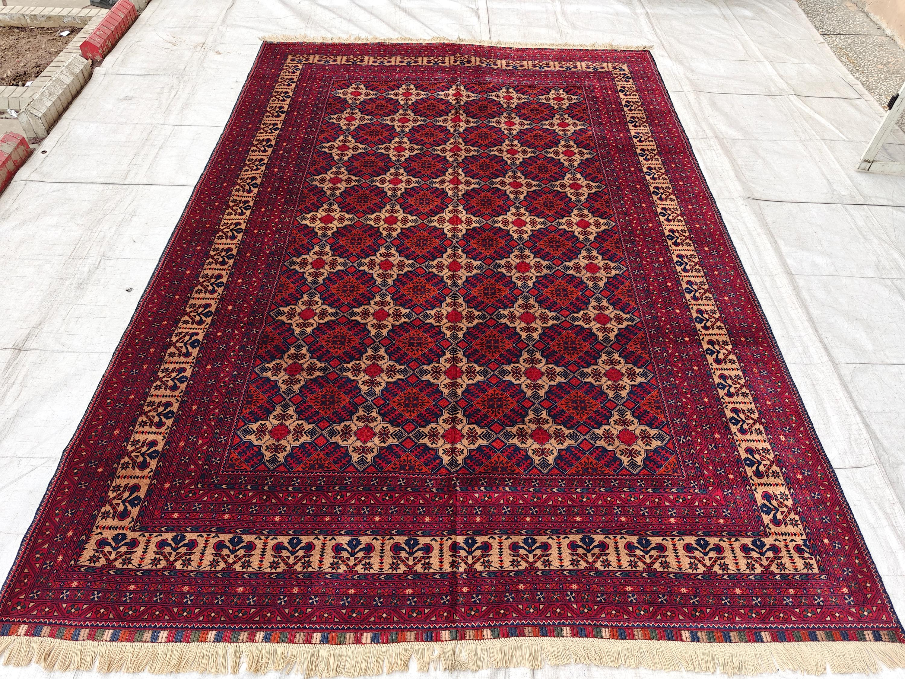 6.7x9.5 Beljik Yousafi Handwoven Afghan Rug, Rugs For Living Room, Bedroom Rug, Office Rug, Farmhouse Rug, One of a Kind Rug